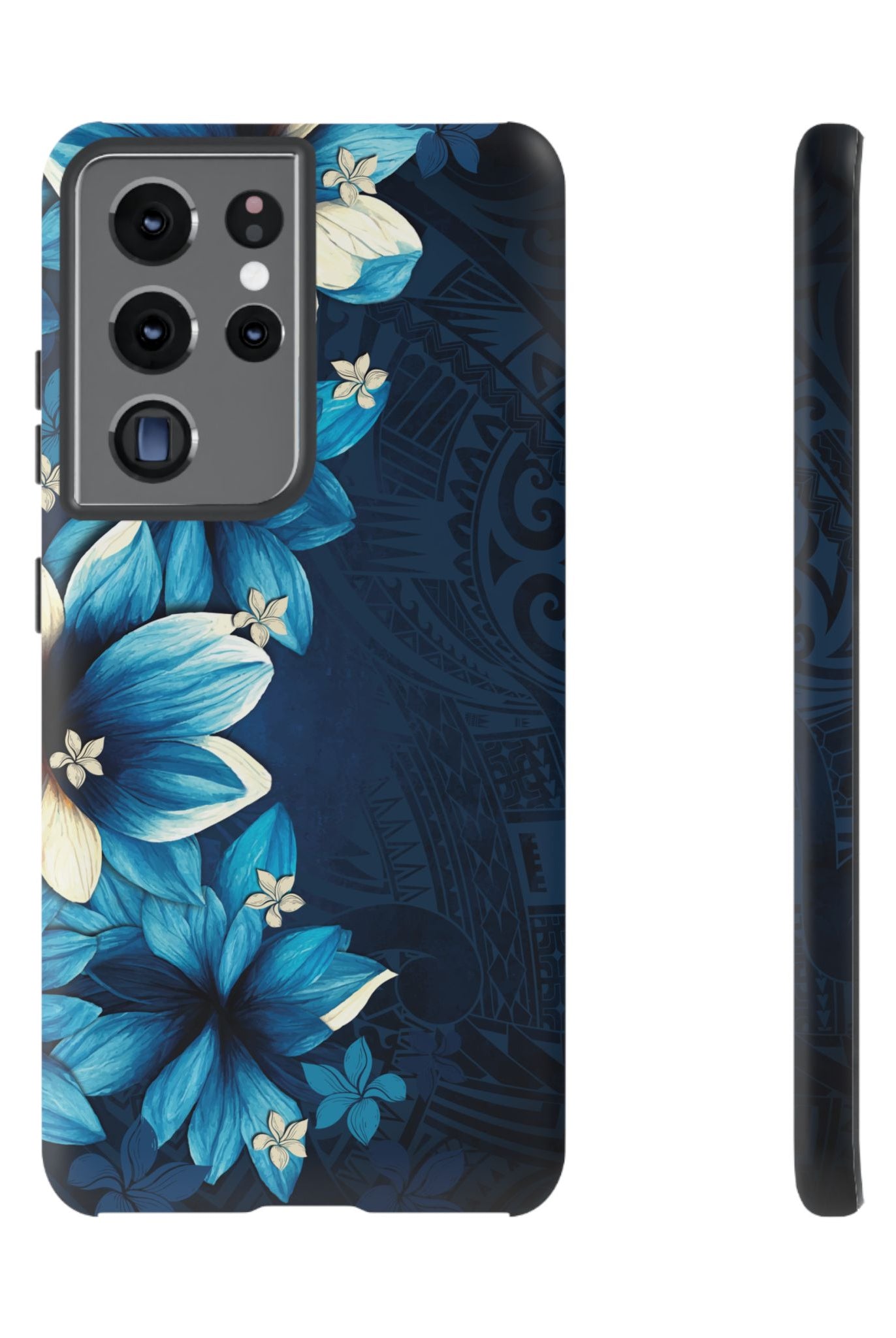 Leilani Nights Tough Samsung Galaxy Case Samsung Galaxy S21 Ultra Matte - Hawaiian Dark Blue Floral Polynesian Design - The Local Banyan