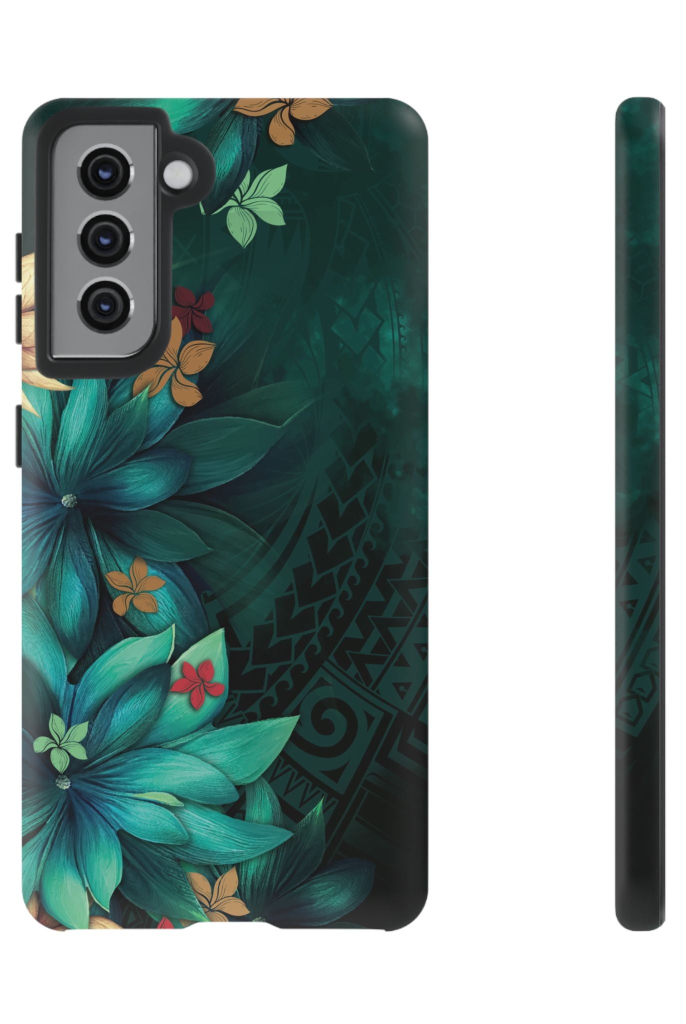Aloha Whispers Tough Samsung Galaxy Case Samsung Galaxy S21 Matte - Hawaiian Abstract Green Floral Polynesian Design - The Local Banyan