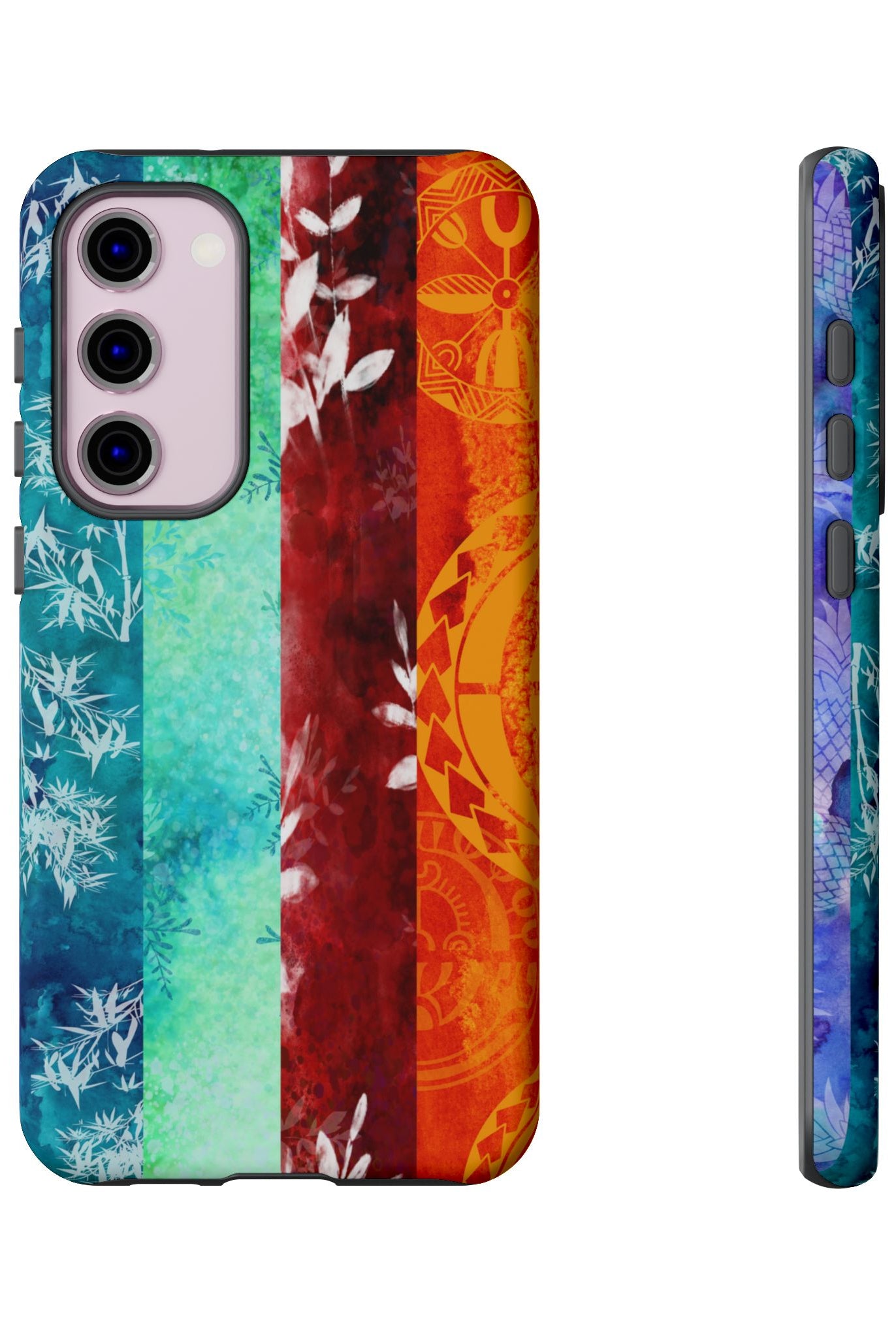Woman holding Island Vibes Tough Samsung Galaxy Case - Hawaiian Colorful Tropical Floral Design - The Local Banyan