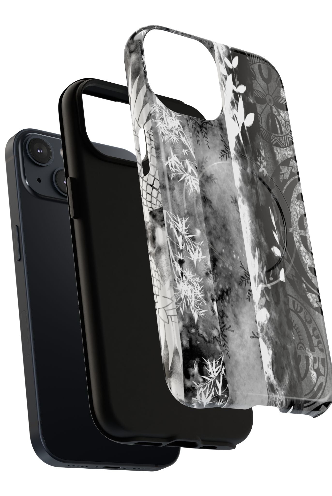 Monochrome Oasis MagSafe iPhone Case Side View - Dual Layer Drop Protection Hawaiian Phone Case - The Local Banyan