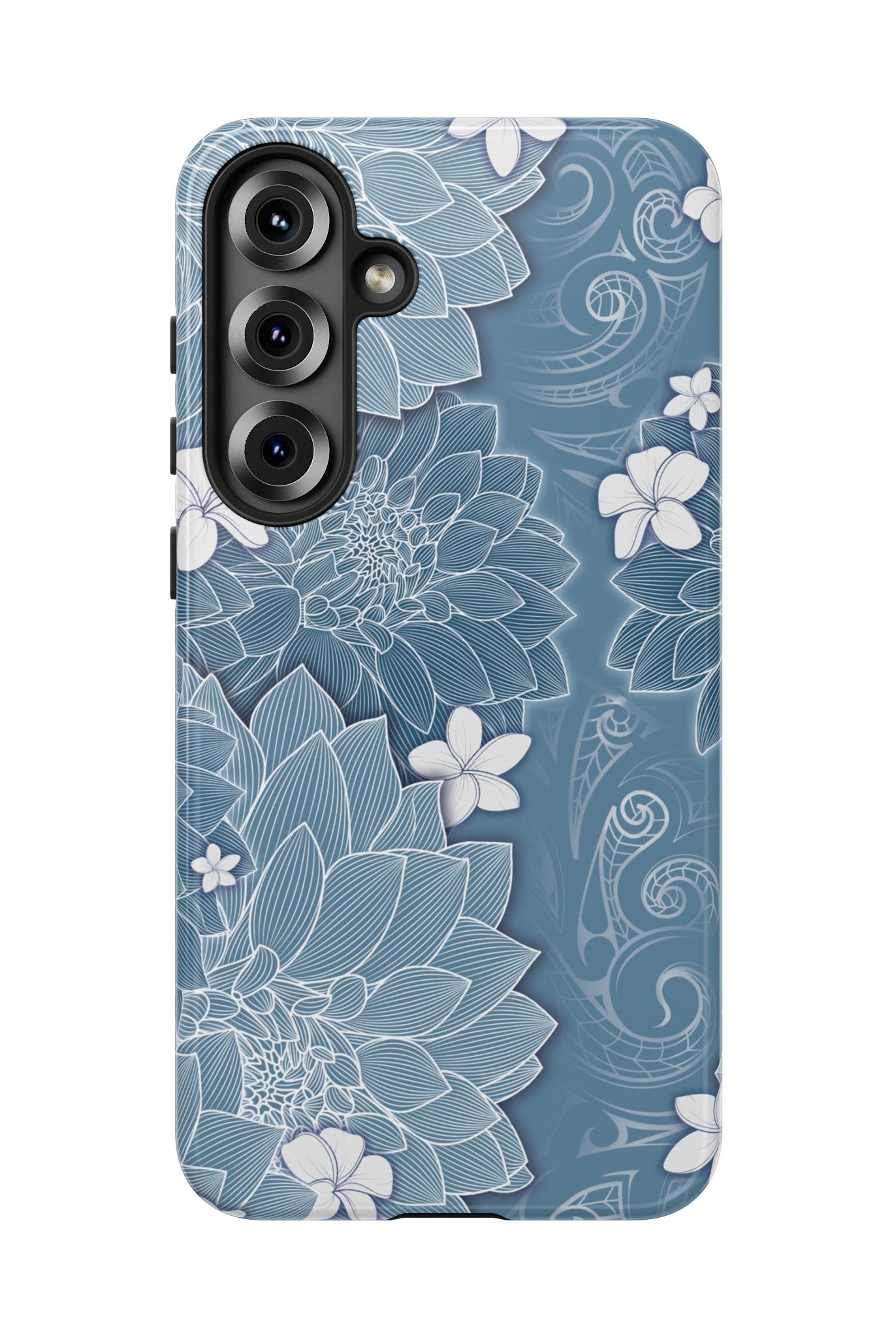 Pua La Tough Samsung Galaxy Case Detail View - Hawaiian Golden Hibiscus Sun Flower Sapphire Design Close Up - The Local Banyan