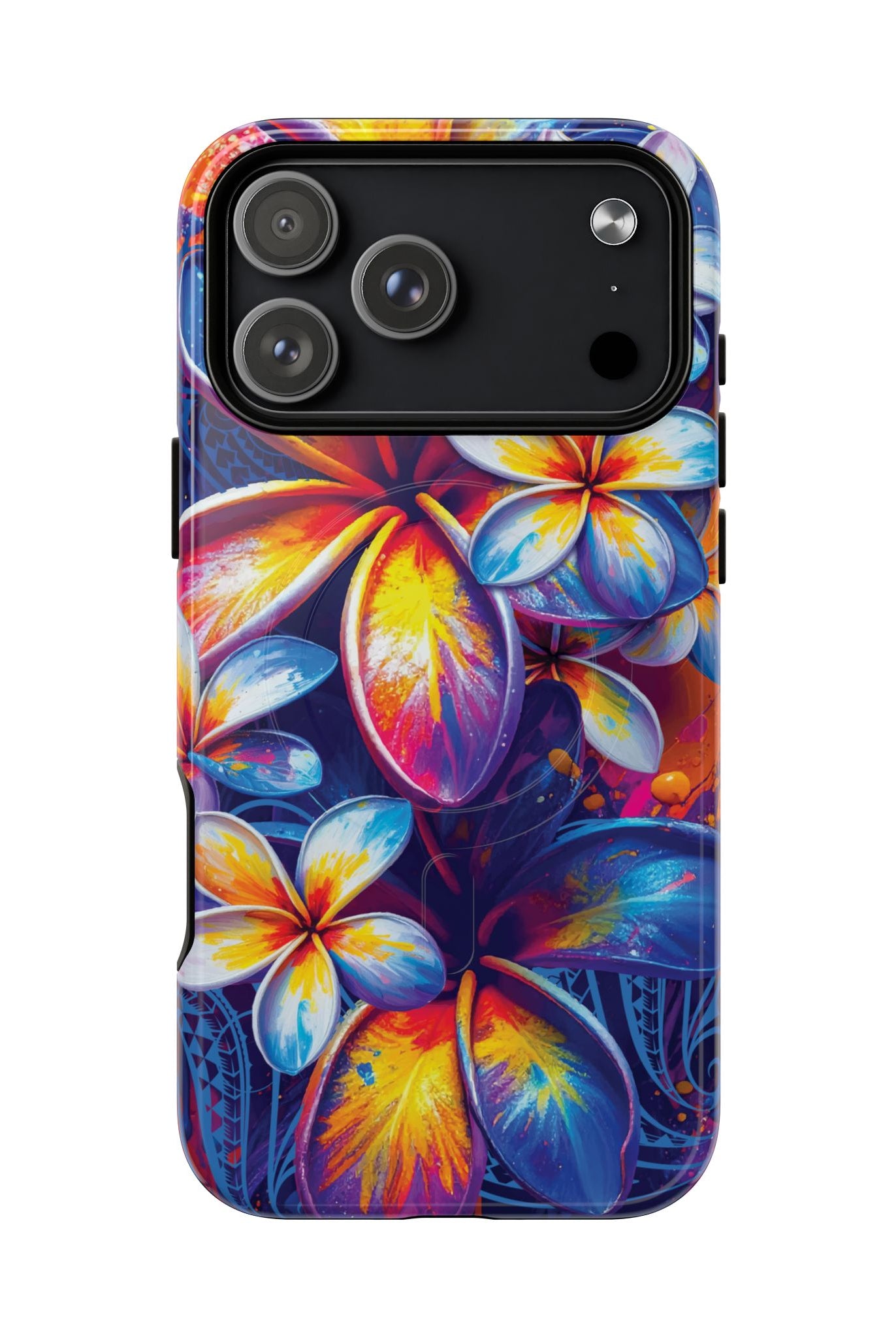Sunset Ink MagSafe iPhone Case iPhone 17 Pro Max Glossy - Hawaiian Plumeria Street Art Graffiti Tropical Design - The Local Banyan