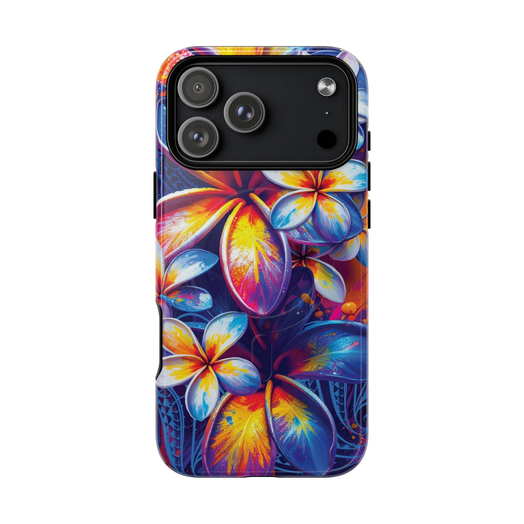Sunset Ink MagSafe iPhone Case iPhone 17 Pro Max Glossy - Hawaiian Plumeria Street Art Graffiti Tropical Design - The Local Banyan