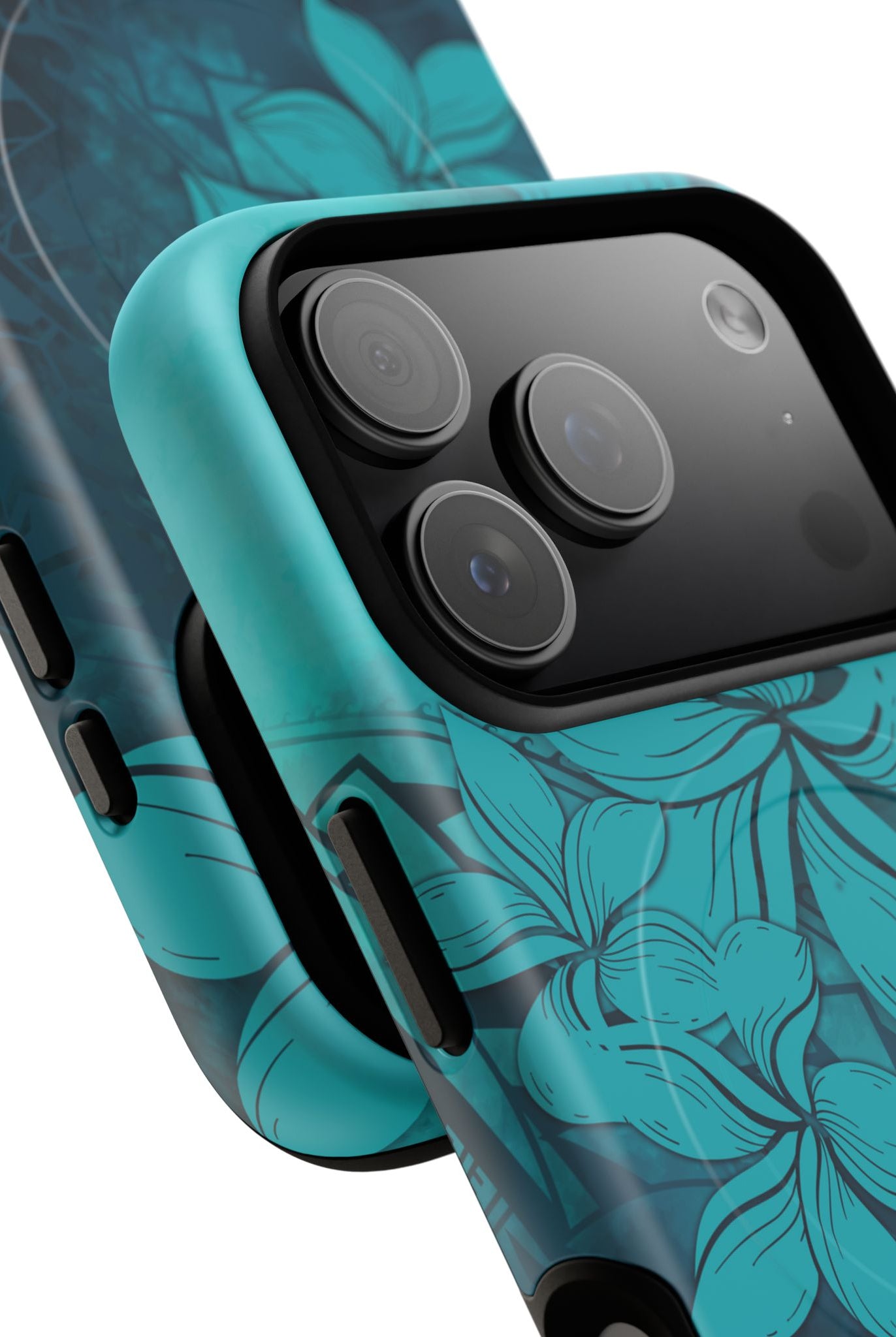 Moana Bloom MagSafe iPhone Case Side View - Dual Layer Drop Protection Hawaiian Phone Case - The Local Banyan