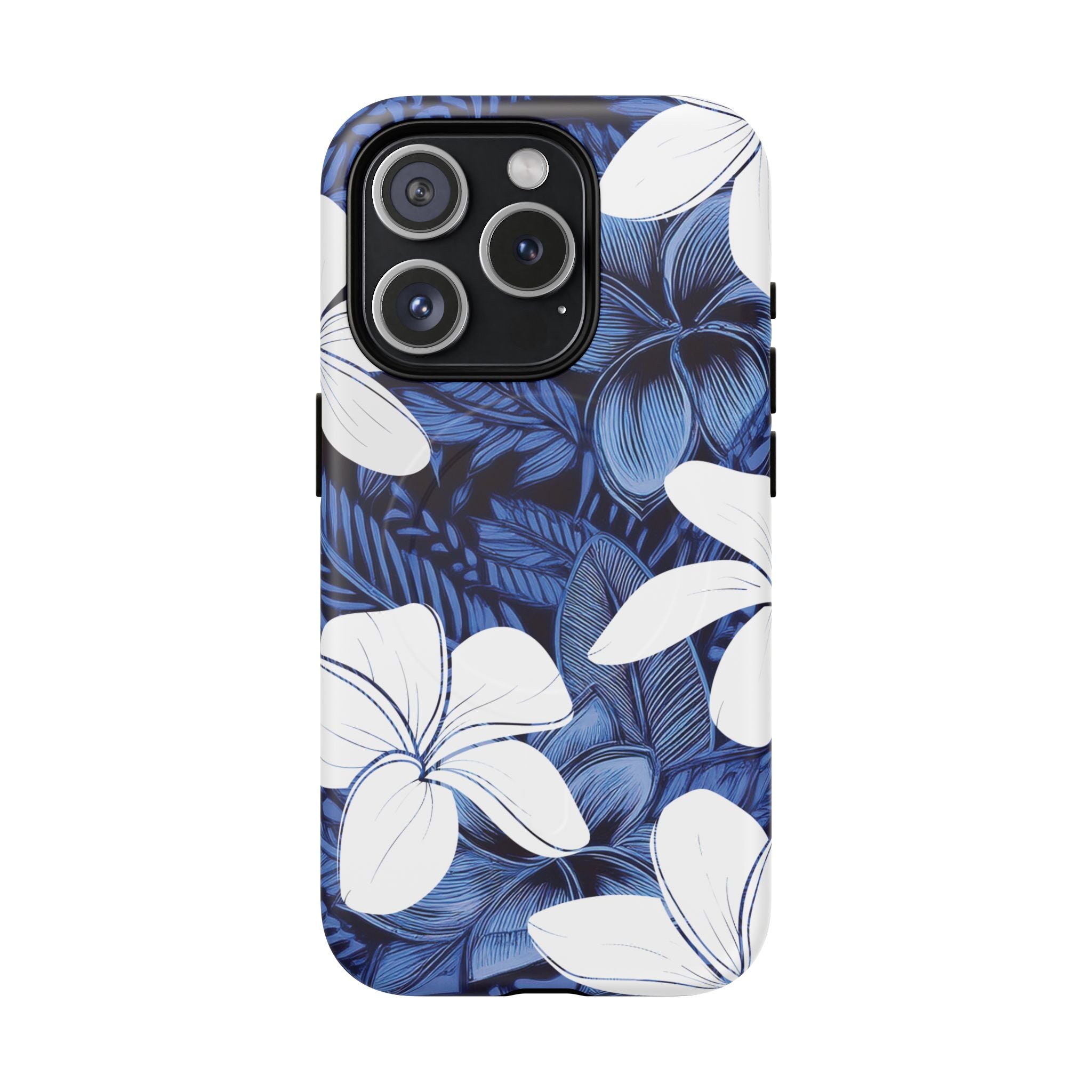Eternal Blue Plumeria Magnetic Case for iPhone Phone Case The Local Banyan iPhone 15 Pro Matte