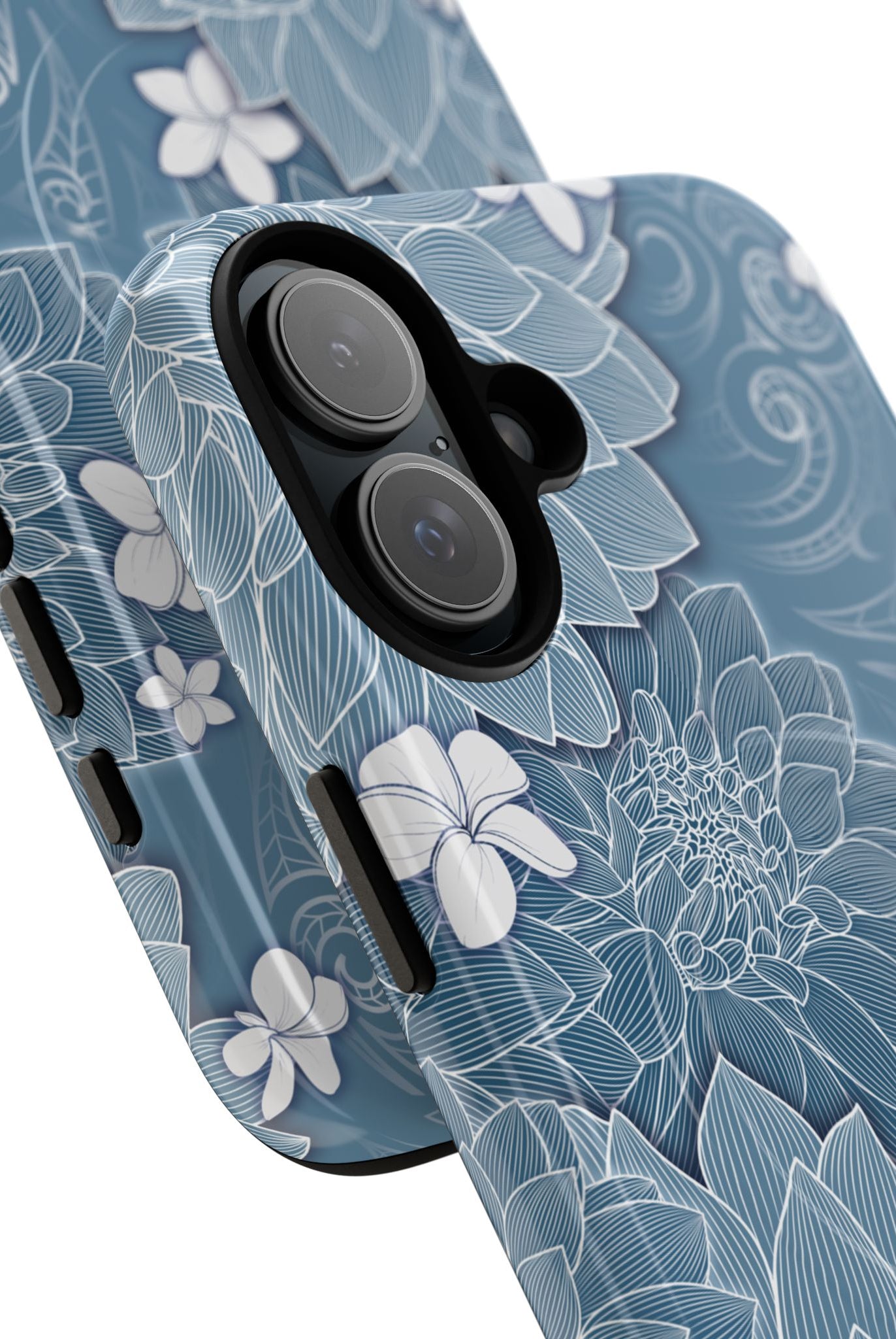 Pua La MagSafe iPhone Case Detail View - Hawaiian Golden Hibiscus Sun Flower Sapphire Design Close Up - The Local Banyan