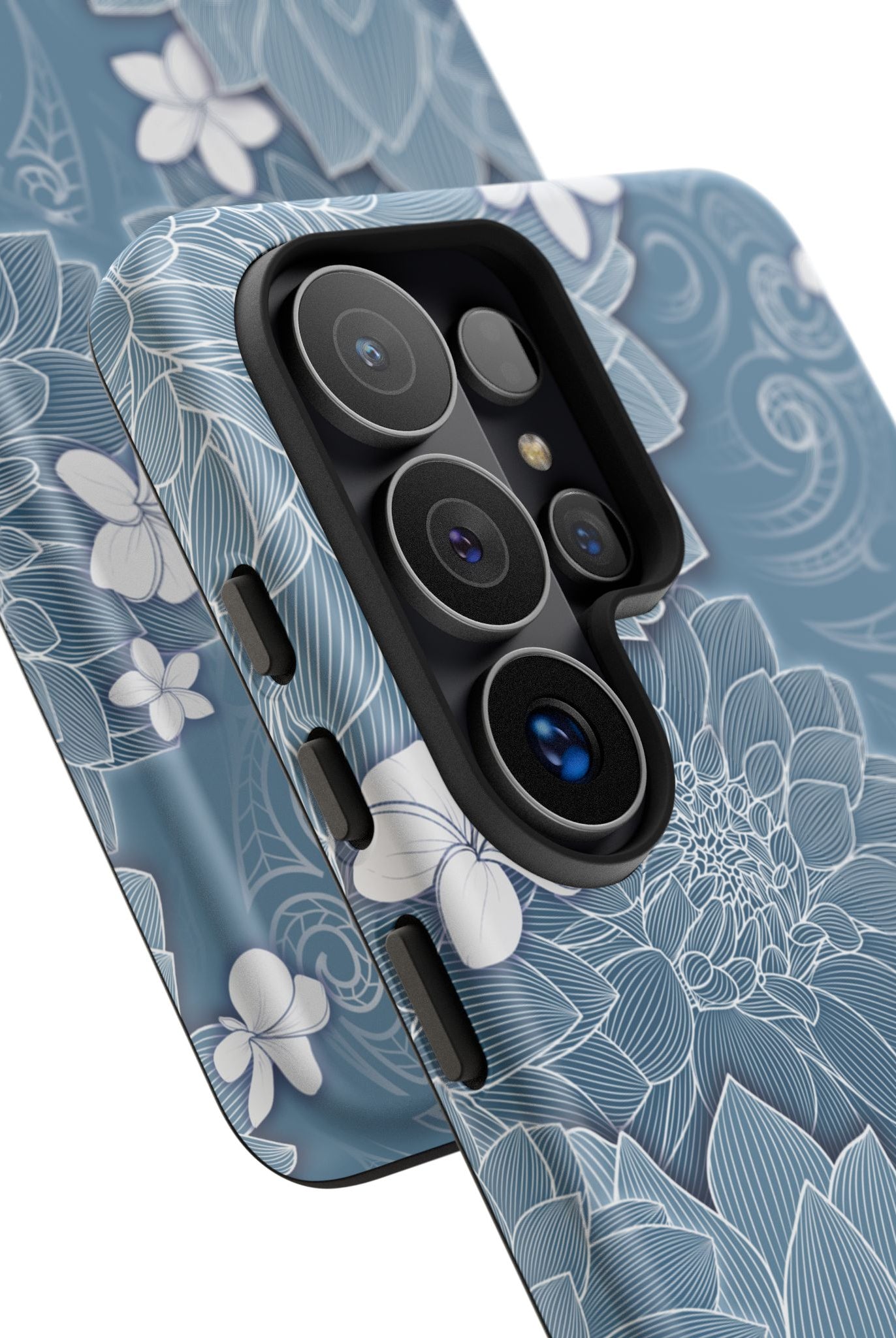 Pua La Tough Samsung Galaxy Case Detail View - Hawaiian Golden Hibiscus Sun Flower Sapphire Design Close Up - The Local Banyan