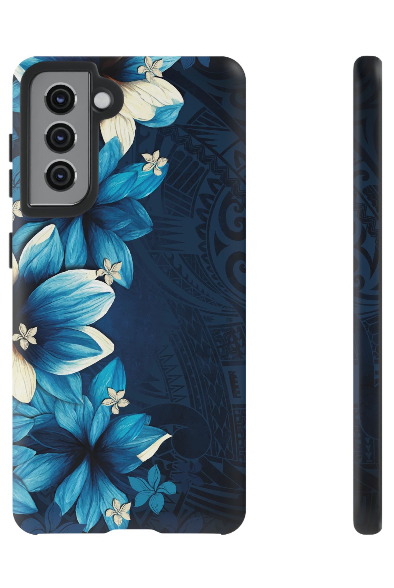Leilani Nights Tough Samsung Galaxy Case Samsung Galaxy S21 Matte - Hawaiian Dark Blue Floral Polynesian Design - The Local Banyan