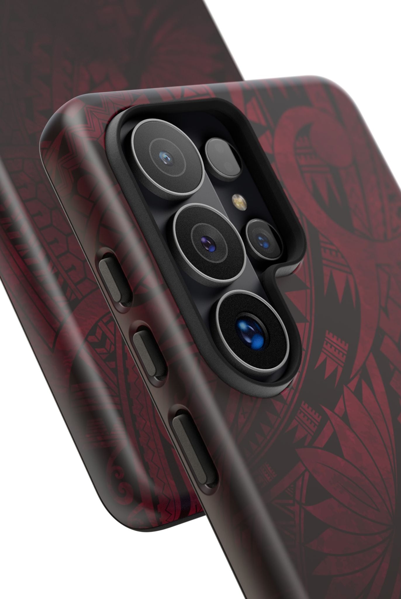 Eternal Ember Tough Samsung Galaxy Case Detail View - Hawaiian Red Tribal Polynesian Design Close Up - The Local Banyan