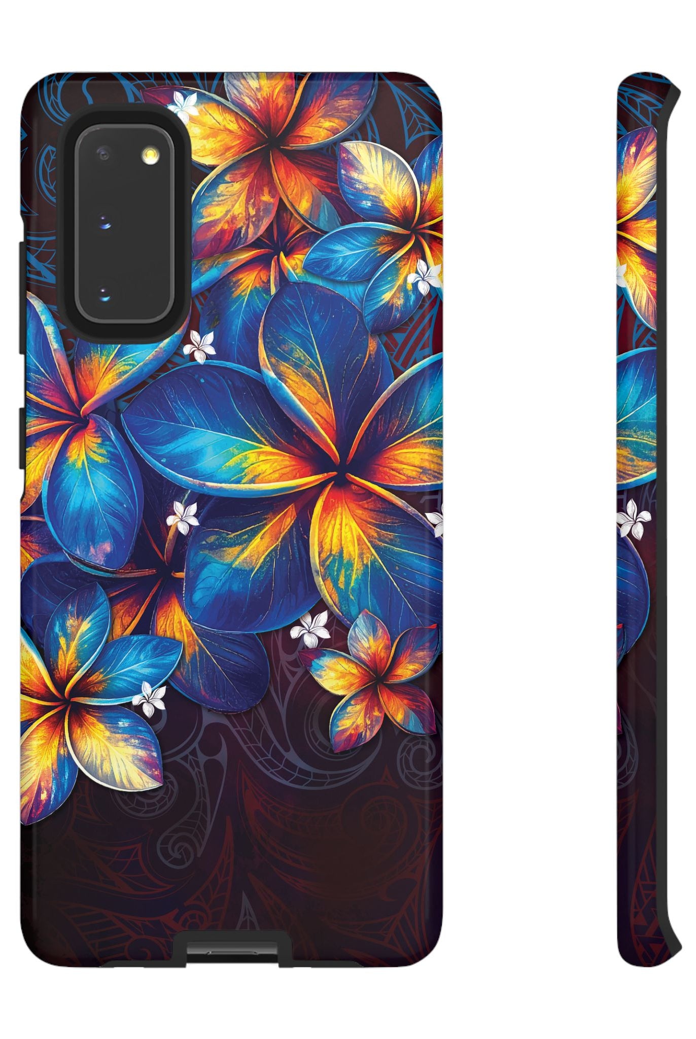 Nohea Twilight Tough Samsung Galaxy Case Samsung Galaxy S20 Glossy - Hawaiian Blue Orange Plumeria Twilight Design - The Local Banyan
