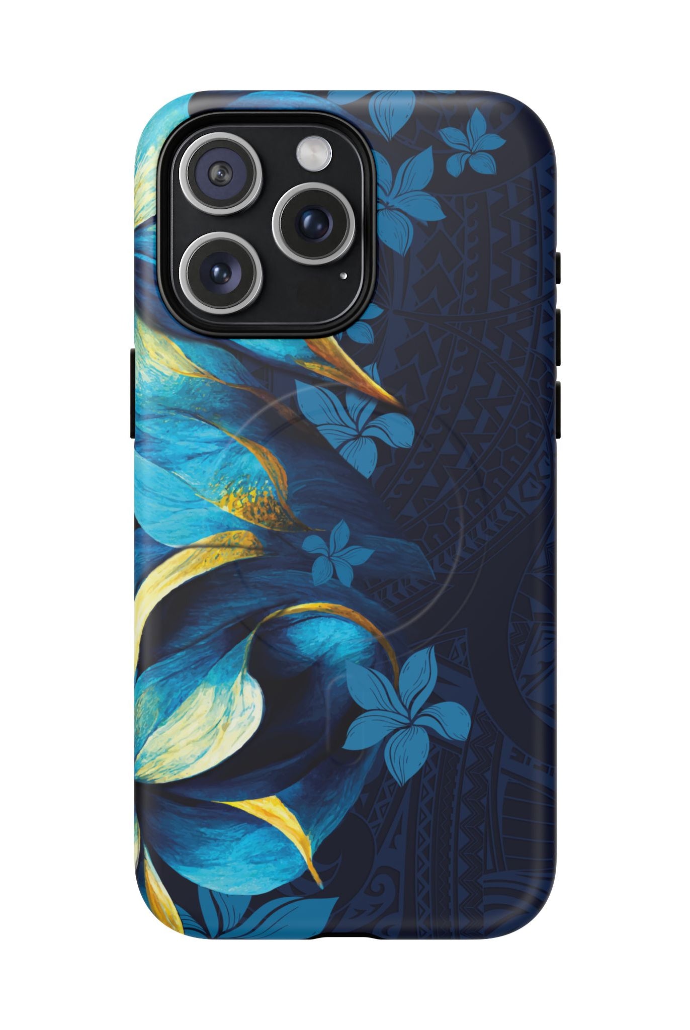 Po Mahina MagSafe iPhone Case iPhone 15 Pro Max Matte - Hawaiian Moonlit Teal Gold Floral Design - The Local Banyan