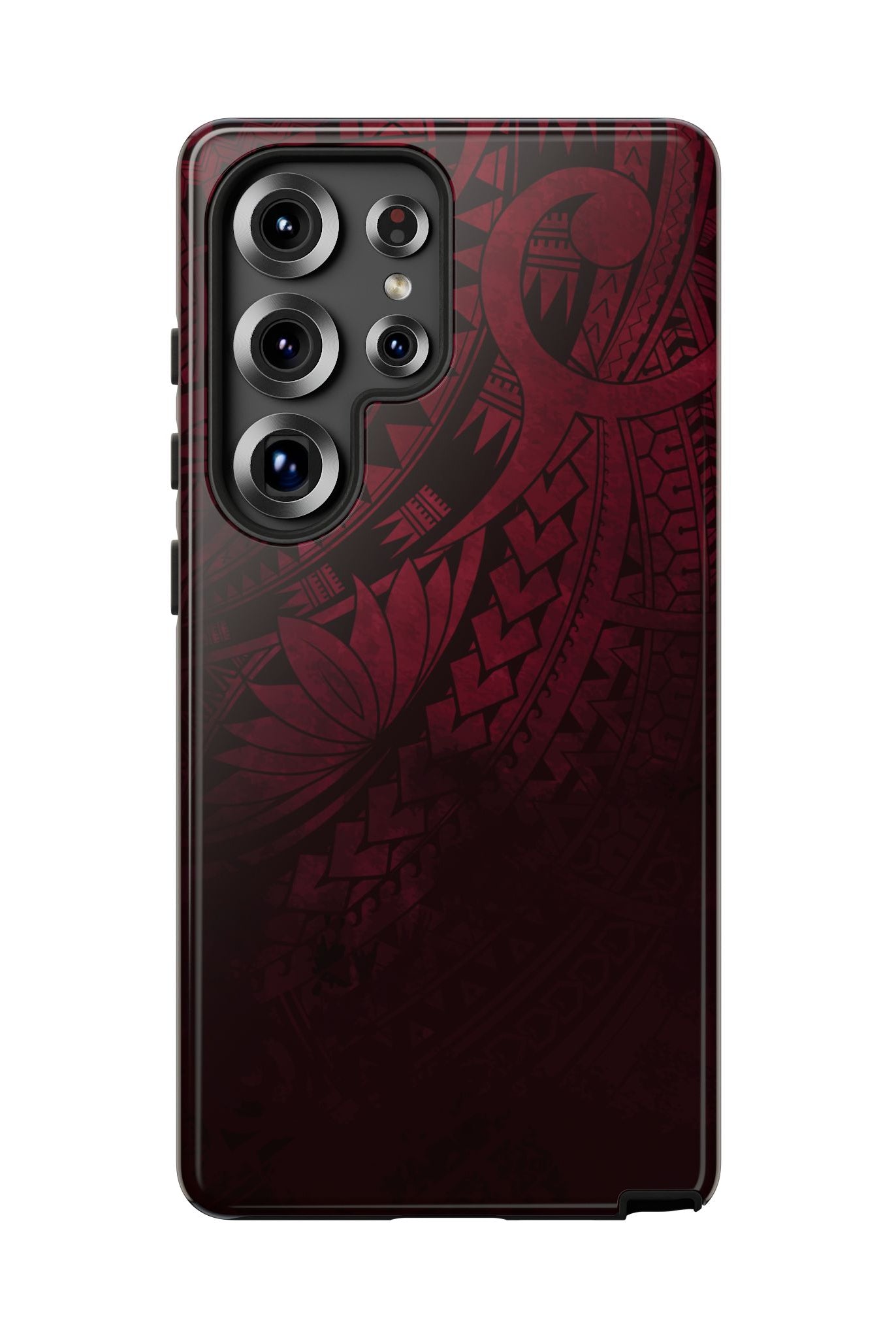 Eternal Ember Tough Samsung Galaxy Case Detail View - Hawaiian Red Tribal Polynesian Design Close Up - The Local Banyan