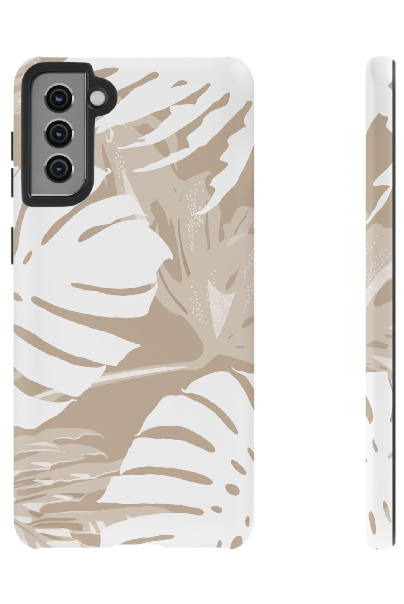 Exotic Monstera Tough Samsung Galaxy Case Samsung Galaxy S21 Plus Matte - Hawaiian Tropical Monstera Botanical Neutral Design - The Local Banyan