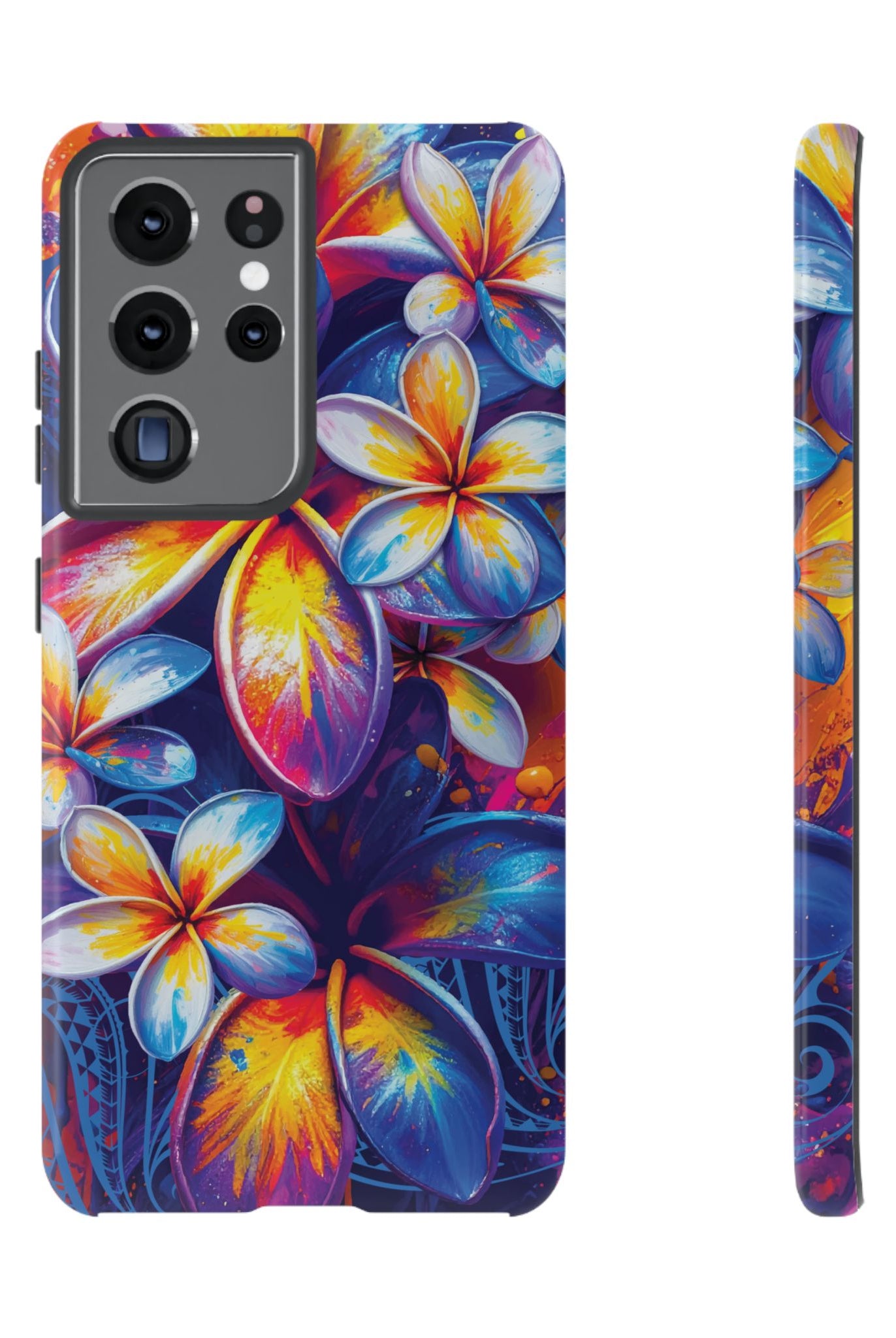 Sunset Ink Tough Samsung Galaxy Case Samsung Galaxy S21 Ultra Glossy - Hawaiian Plumeria Street Art Graffiti Tropical Design - The Local Banyan