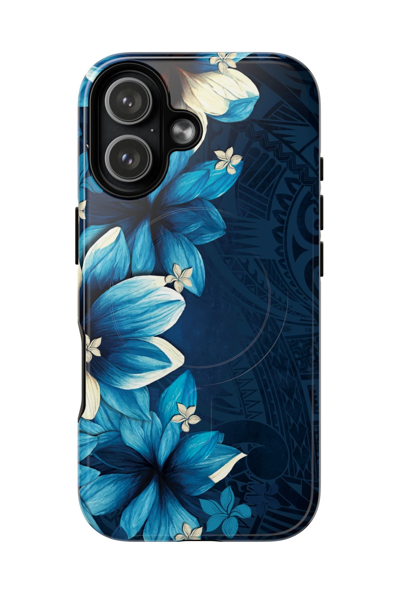 Leilani Nights MagSafe iPhone Case iPhone 17 Glossy - Hawaiian Dark Blue Floral Polynesian Design - The Local Banyan