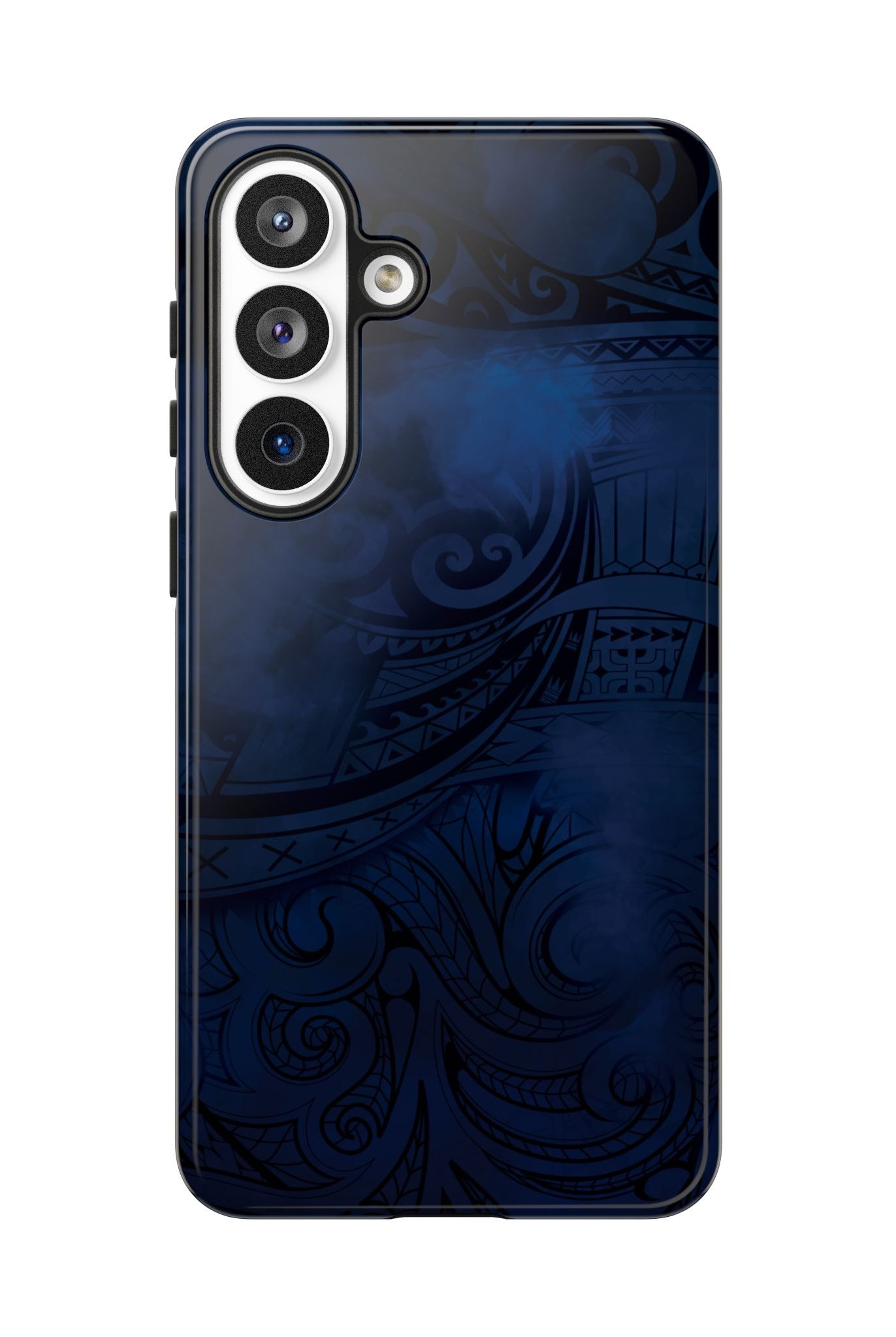 Midnight Essence Tough Samsung Galaxy Case Detail View - Hawaiian Midnight Navy Polynesian Tribal Design Close Up - The Local Banyan