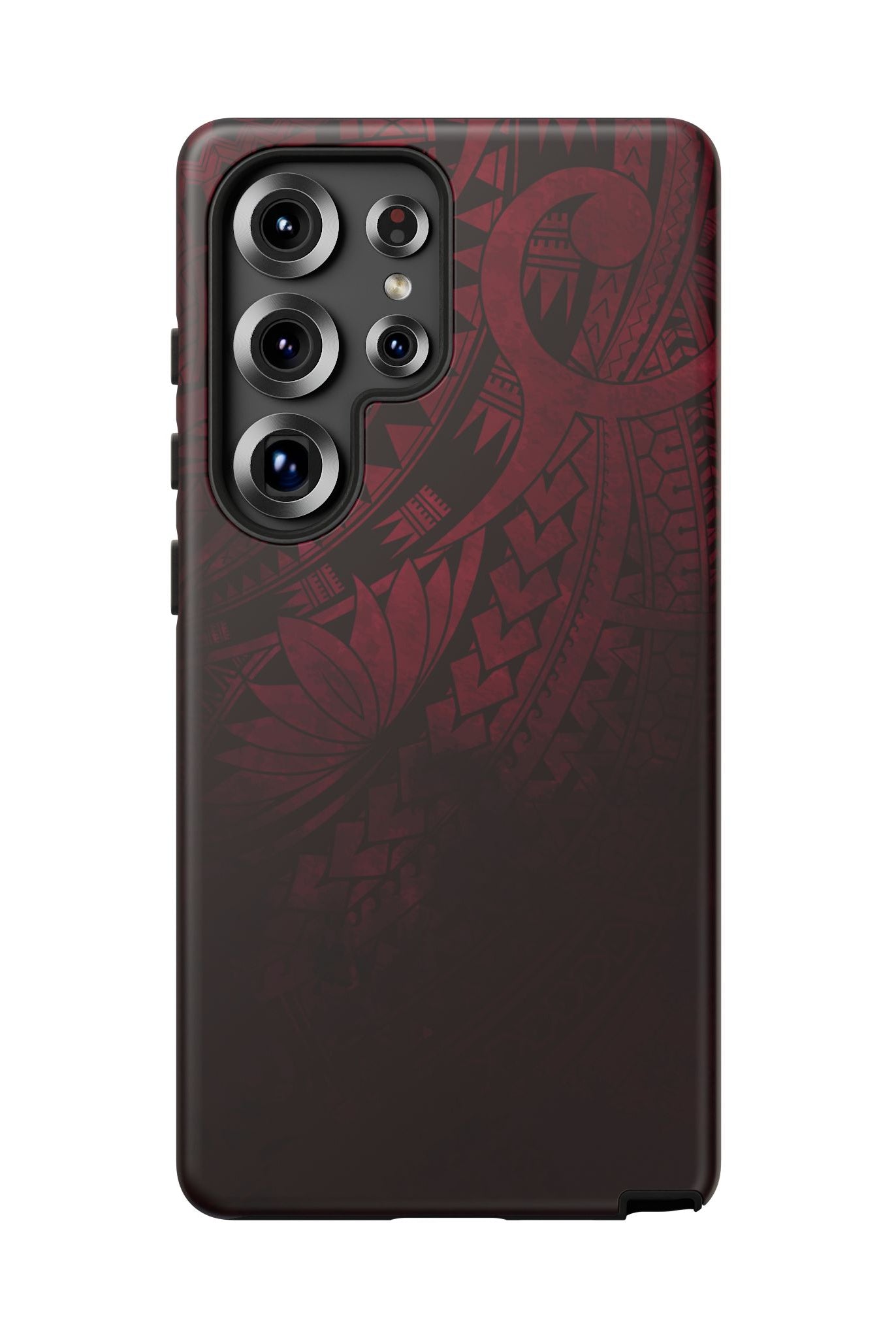 Woman holding Eternal Ember Tough Samsung Galaxy Case - Hawaiian Red Tribal Polynesian Design - The Local Banyan