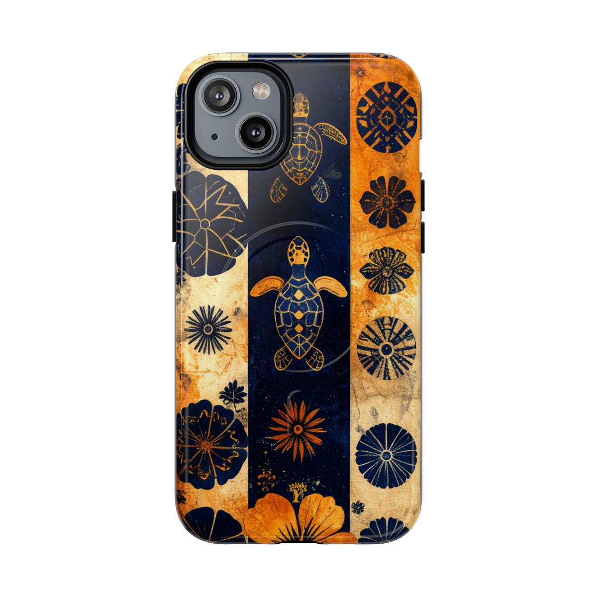 Tapa Pua Lehua Honu Magnetic Case for iPhone iPhone 14 Plus Glossy The Local Banyan