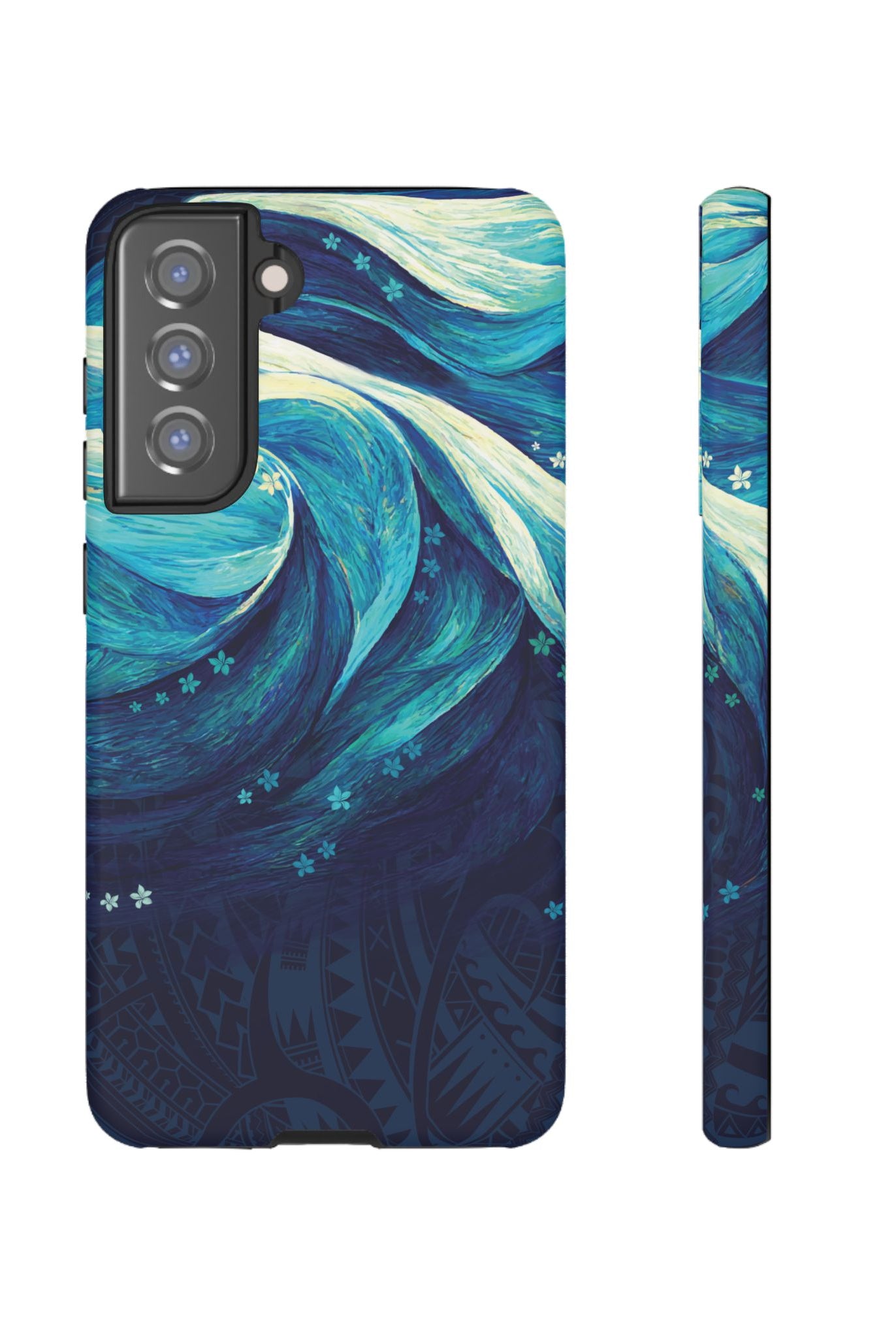 Eternal Mana Tough Samsung Galaxy Case Samsung Galaxy S21 FE Matte - Hawaiian Ocean Wave Polynesian Tribal Design - The Local Banyan