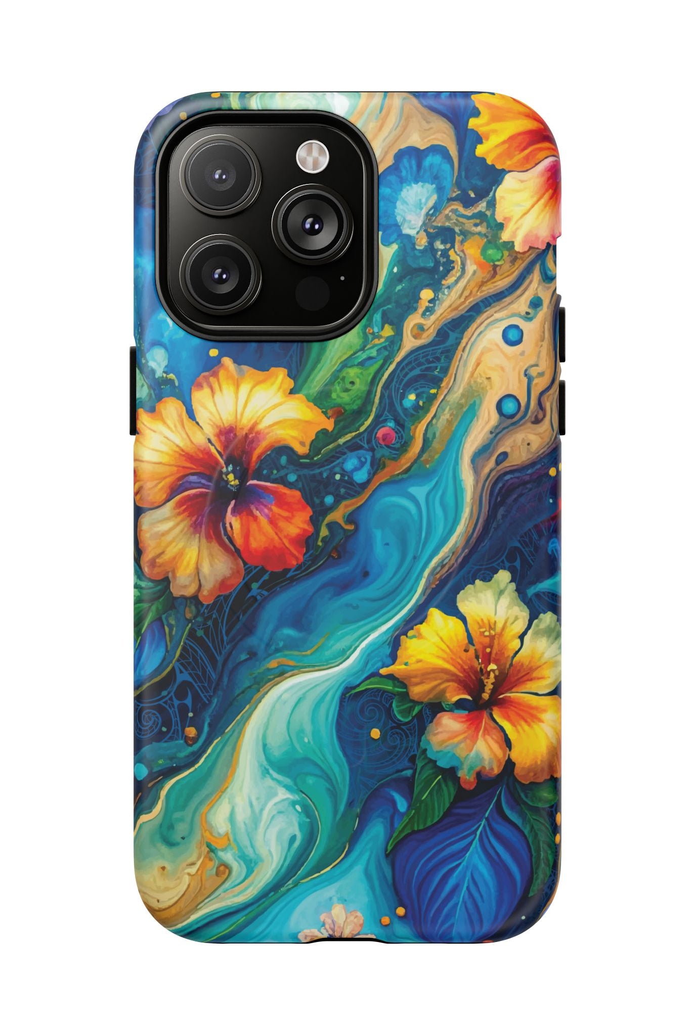 Aloalo Drift MagSafe iPhone Case iPhone 14 Pro Max Matte - Hawaiian Hibiscus Teal Ocean Wave Design - The Local Banyan