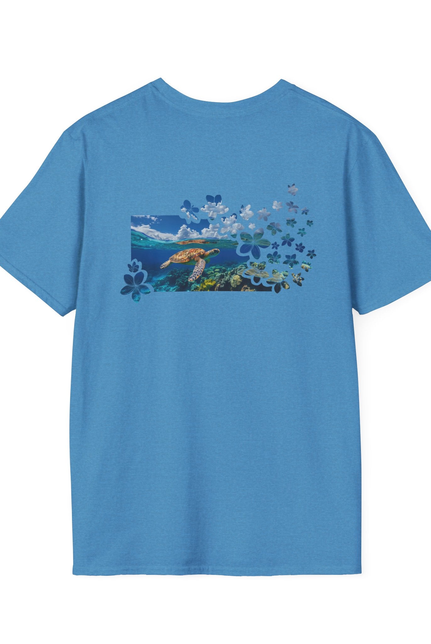 Turtle's Tranquility Paradise Soft Style Tee T-Shirt Heather Sapphire S