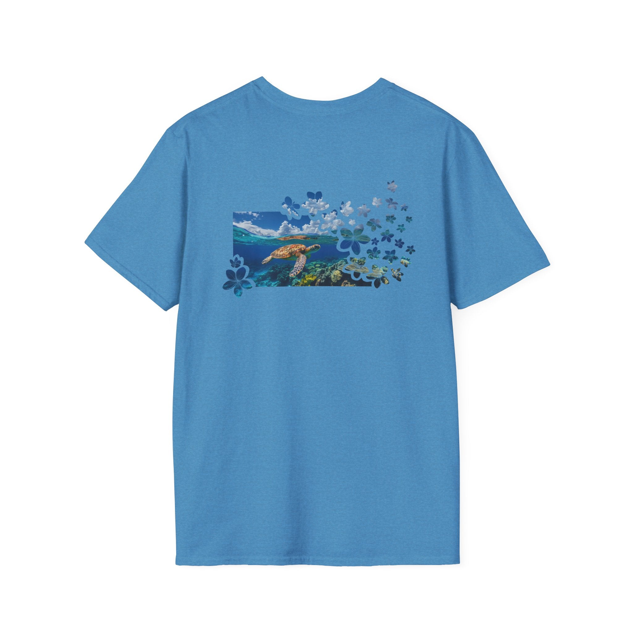 Turtle's Tranquility Paradise Soft Style Tee T-Shirt Heather Sapphire S