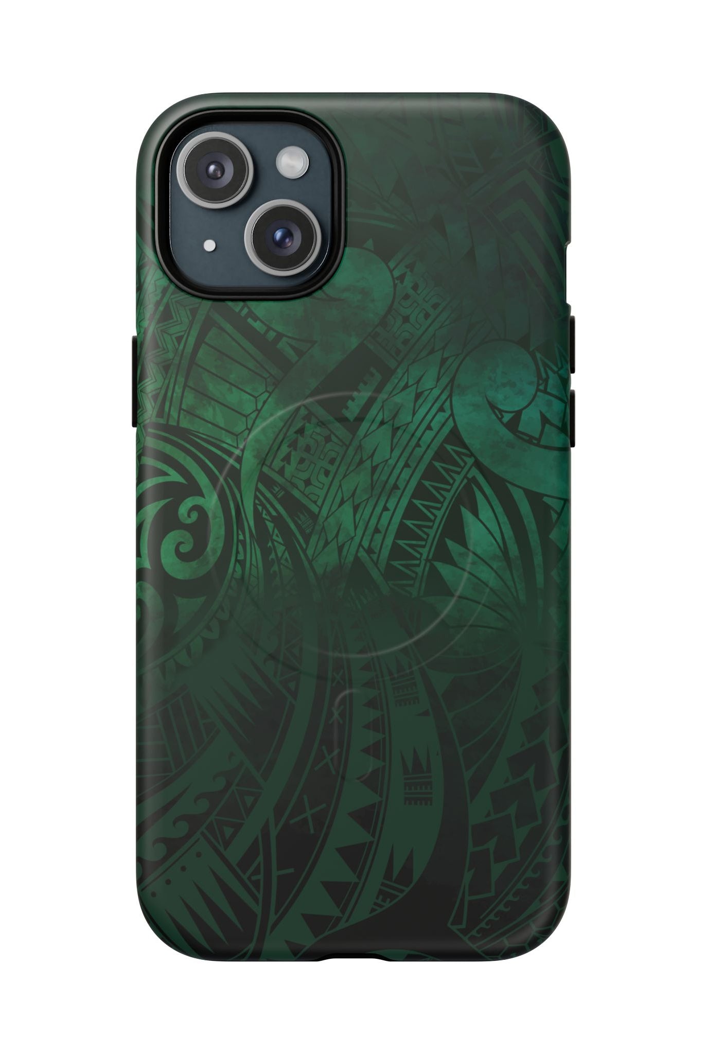 Nahele Spirit MagSafe iPhone Case iPhone 15 Plus Matte - Hawaiian Forest Green Polynesian Tribal Design - The Local Banyan