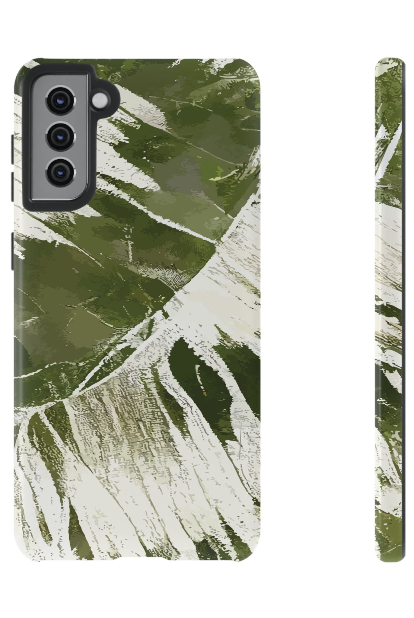 Island Breeze Tough Samsung Galaxy Case Samsung Galaxy S21 Plus Glossy - Hawaiian Palm Leaf Olive Green Botanical Design - The Local Banyan