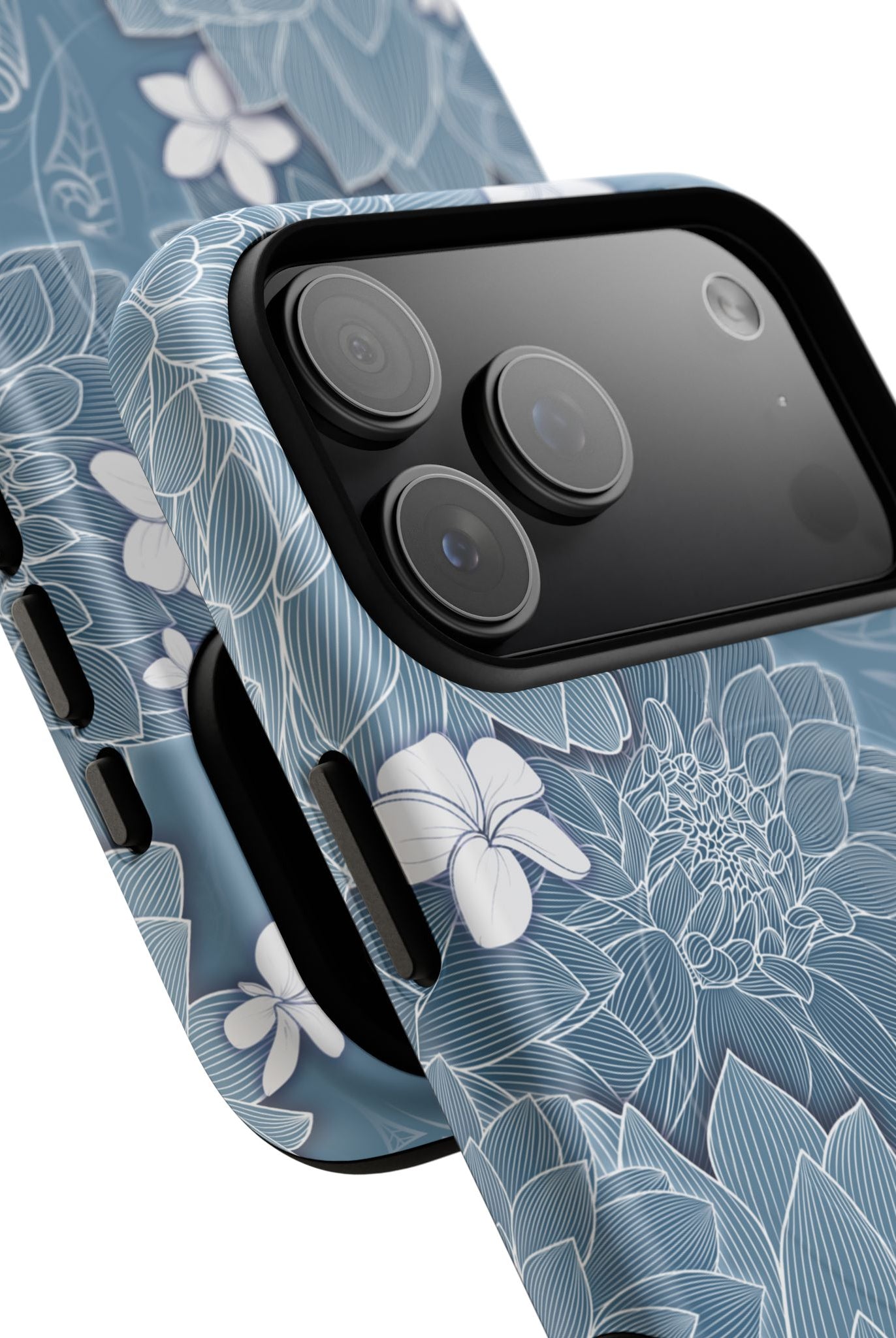 Pua La MagSafe iPhone Case Detail View - Hawaiian Golden Hibiscus Sun Flower Sapphire Design Close Up - The Local Banyan