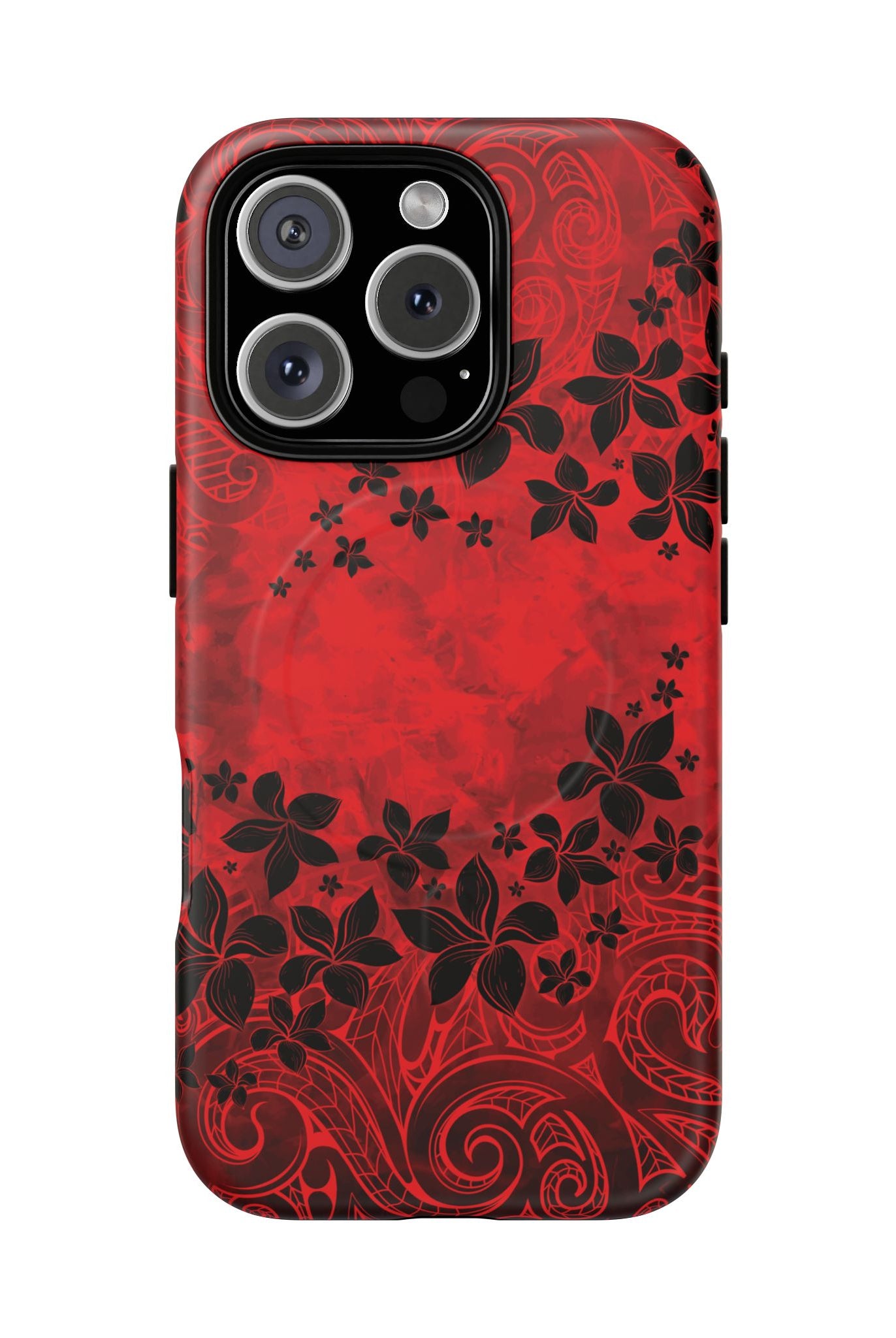 Keahi Pua MagSafe iPhone Case iPhone 16 Pro Matte - Hawaiian Fire Flower Red Tribal Floral Design - The Local Banyan