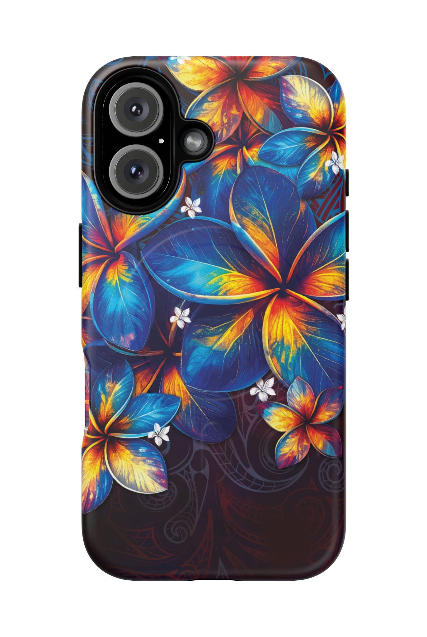Nohea Twilight MagSafe iPhone Case iPhone 16 Matte - Hawaiian Blue Orange Plumeria Twilight Design - The Local Banyan