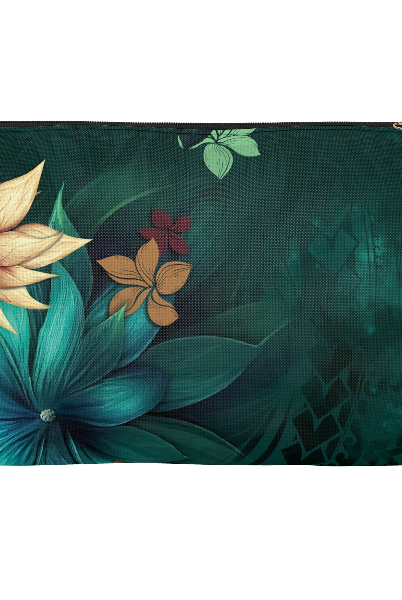 Aloha Whispers Travel Pouch Pouches The Local Banyan Large Black zipper