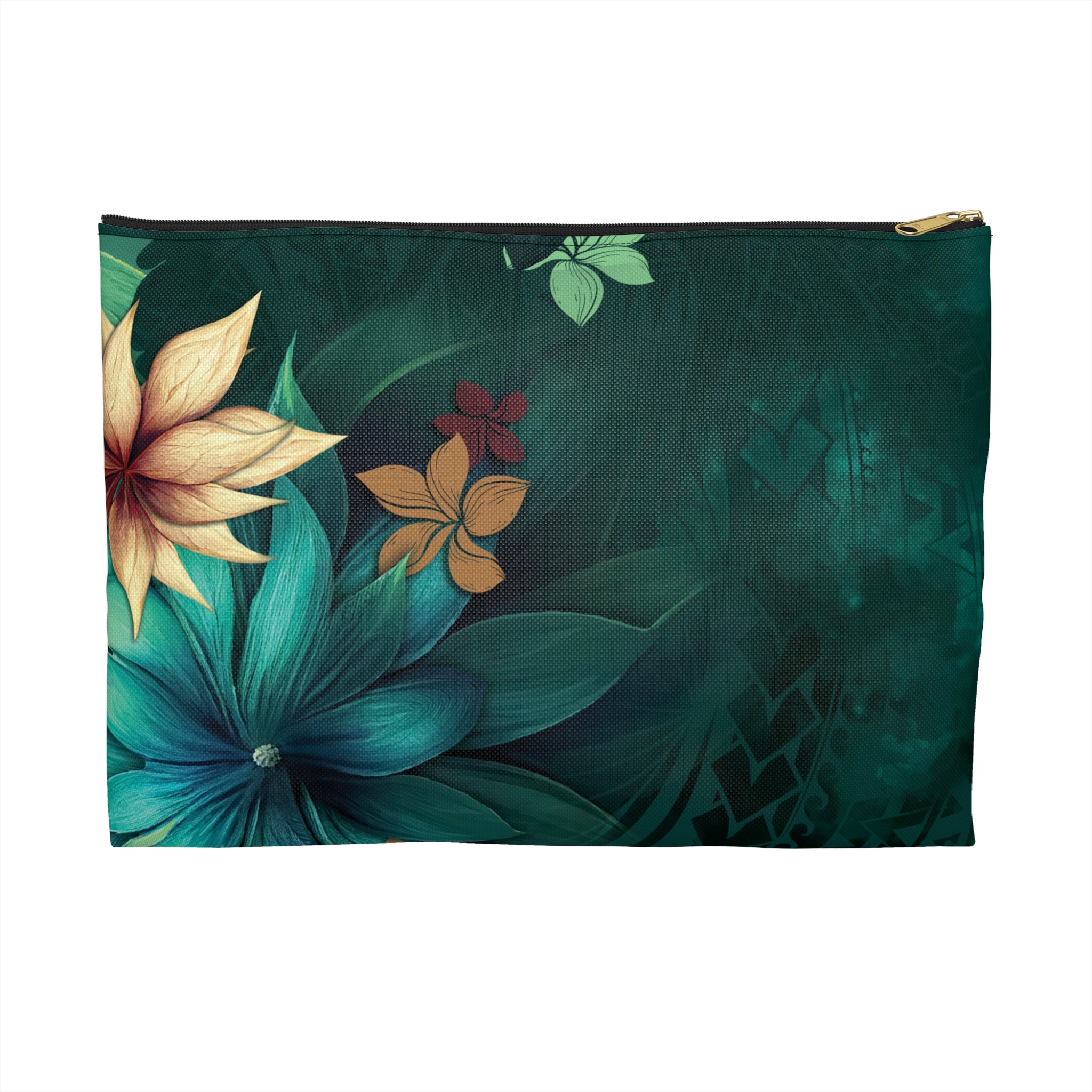 Aloha Whispers Travel Pouch Pouches The Local Banyan Large Black zipper