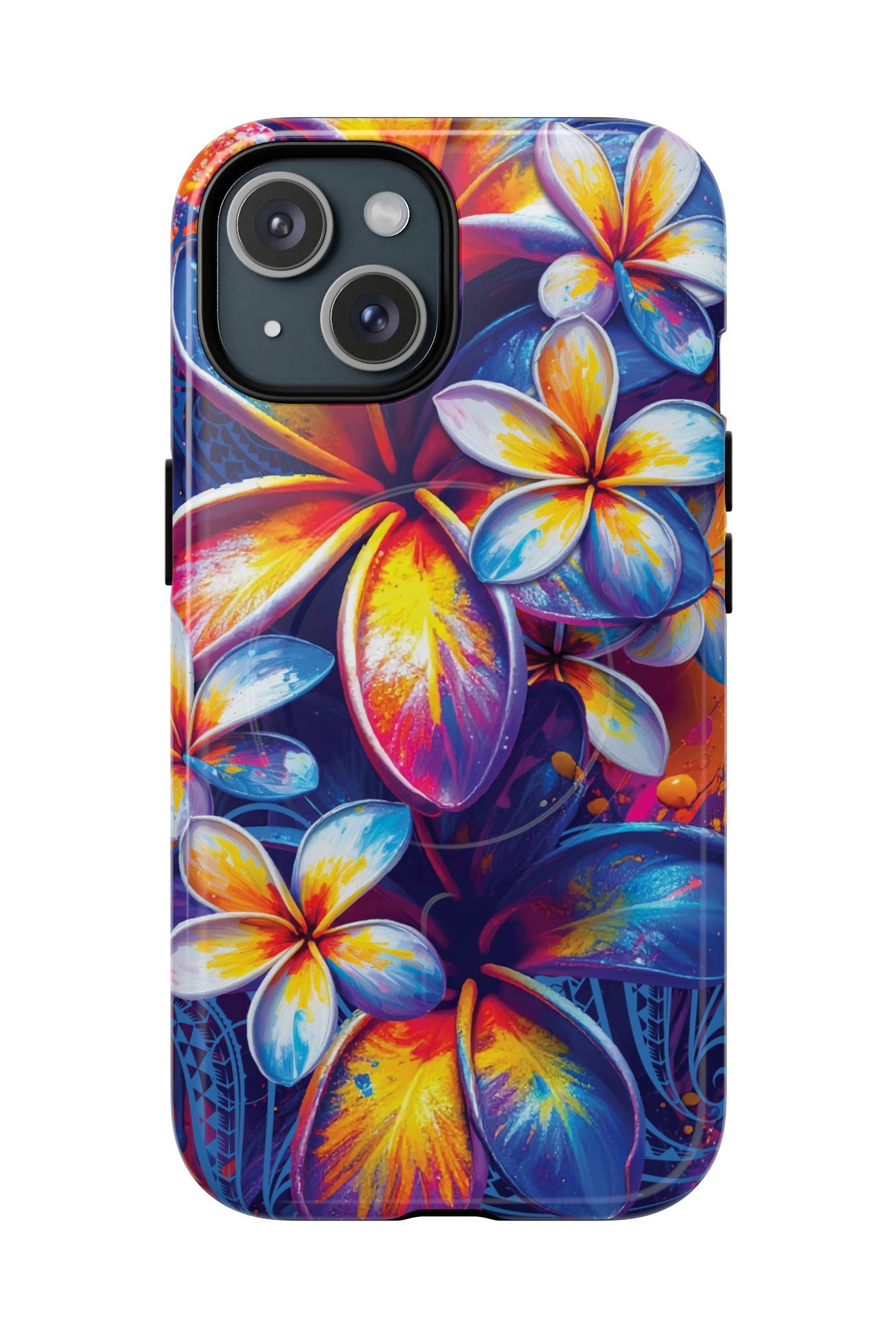 Sunset Ink MagSafe iPhone Case iPhone 15 Glossy - Hawaiian Plumeria Street Art Graffiti Tropical Design - The Local Banyan