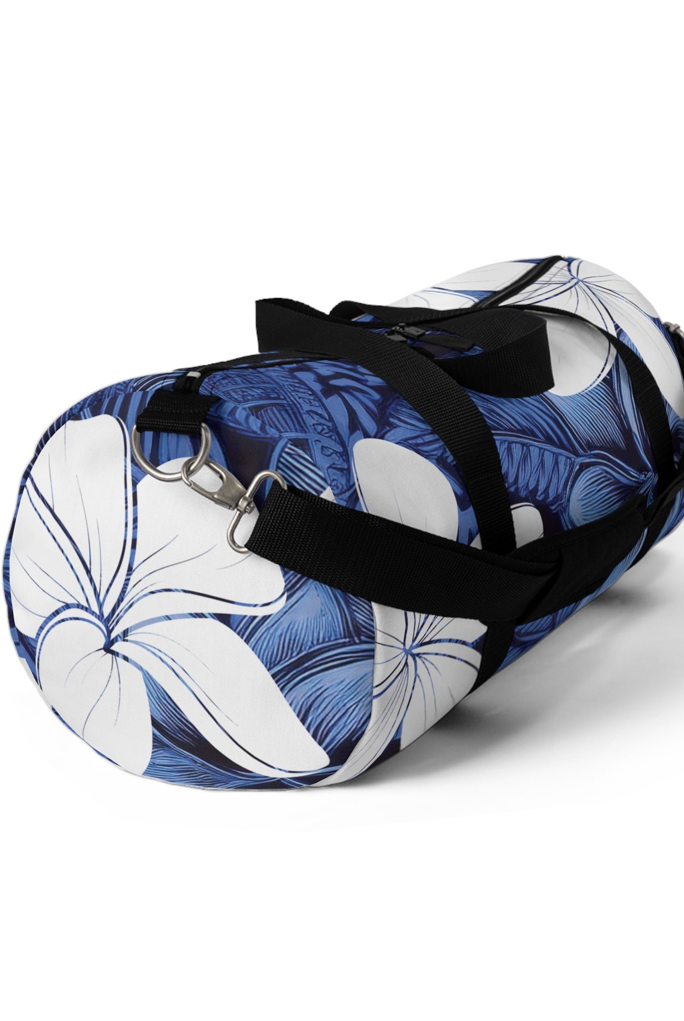 Eternal Blue Plumeria Barrel Duffel Bag Duffels