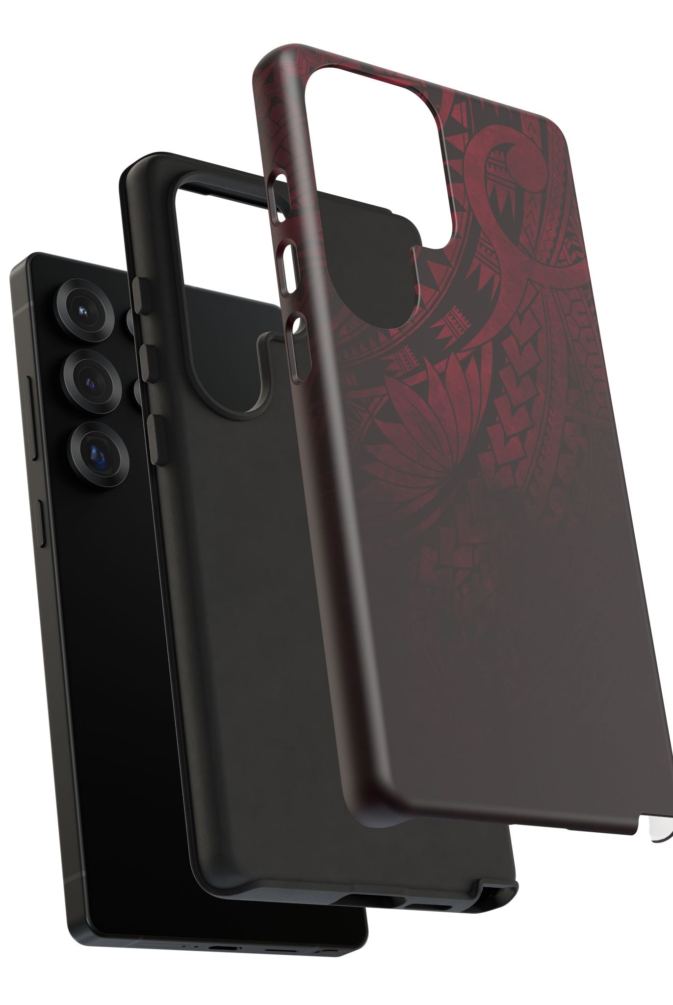 Eternal Ember Tough Samsung Galaxy Case Detail View - Hawaiian Red Tribal Polynesian Design Close Up - The Local Banyan
