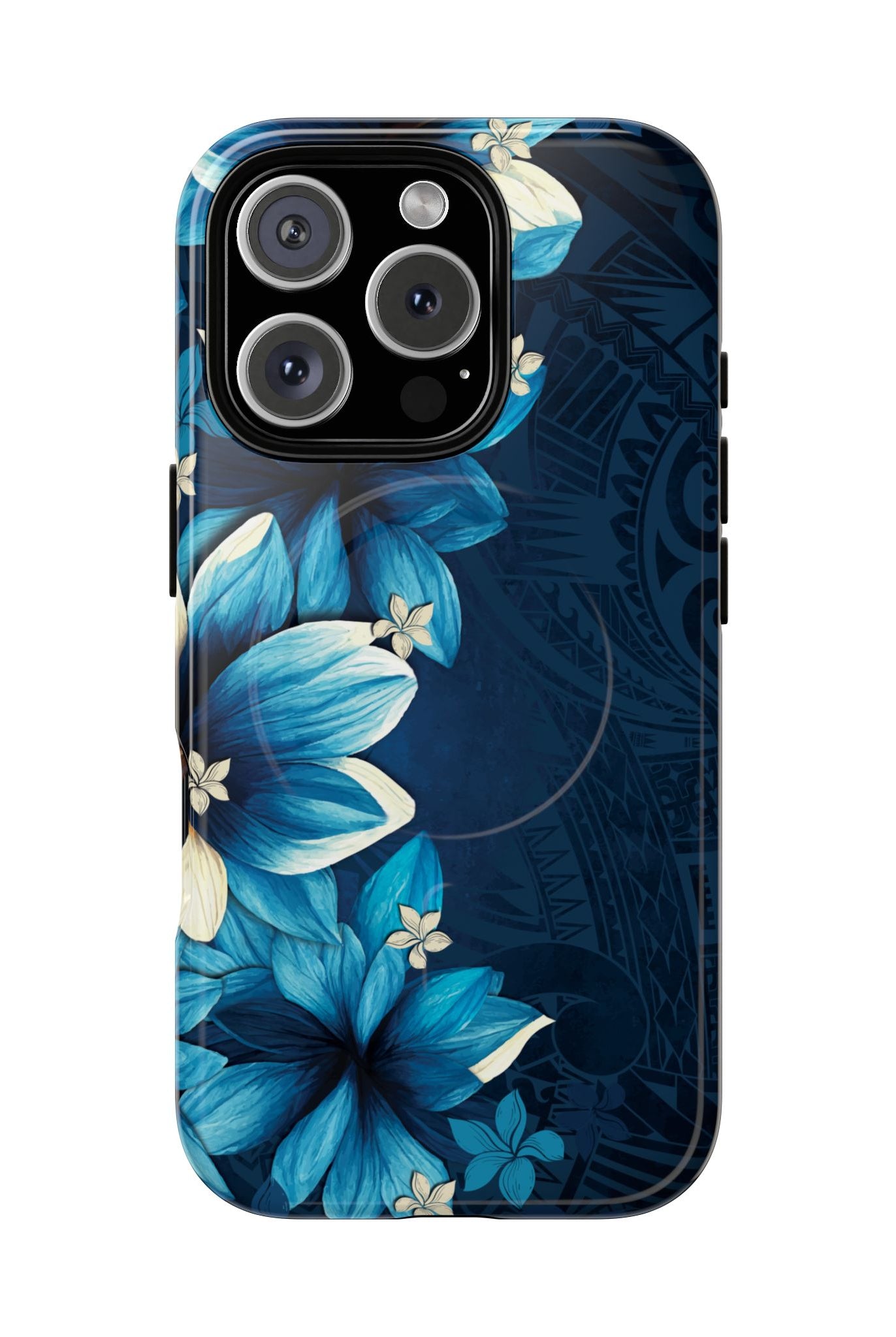 Leilani Nights MagSafe iPhone Case iPhone 16 Pro Glossy - Hawaiian Dark Blue Floral Polynesian Design - The Local Banyan