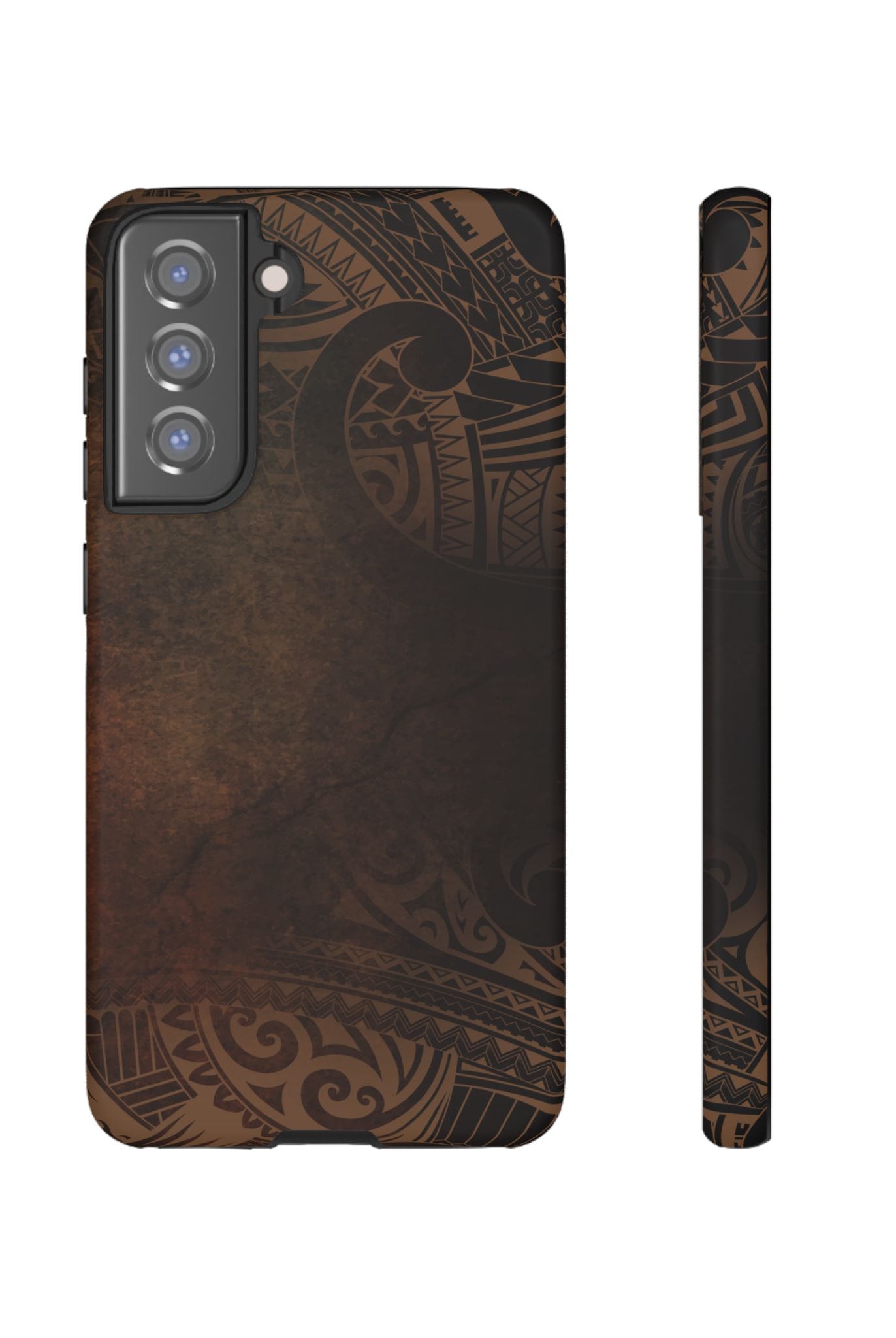 Aloha Aina Tough Samsung Galaxy Case Samsung Galaxy S21 FE Matte - Hawaiian Earth Tone Polynesian Tribal Design - The Local Banyan