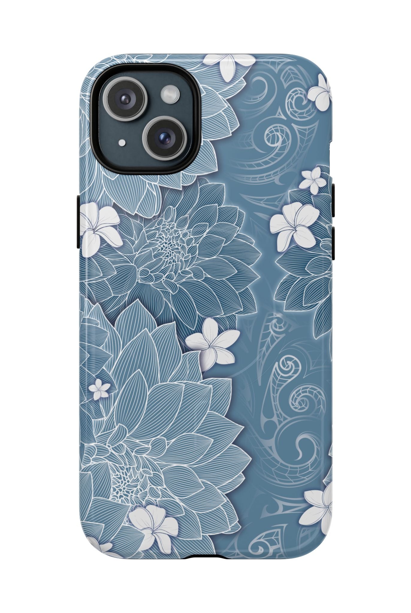 Pua La MagSafe iPhone Case iPhone 15 Plus Glossy - Hawaiian Golden Hibiscus Sun Flower Sapphire Design - The Local Banyan