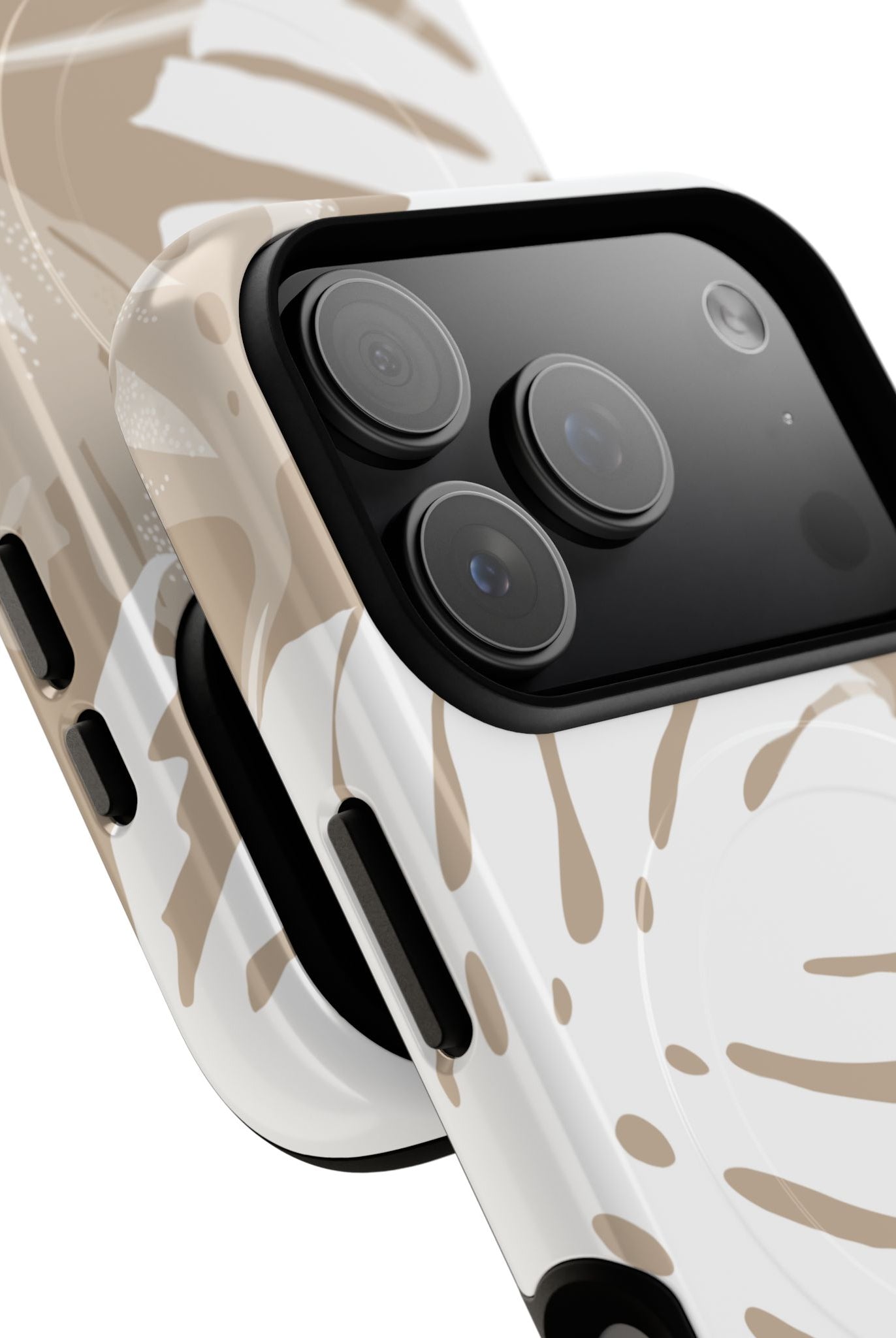 Exotic Monstera MagSafe iPhone Case Detail View - Hawaiian Tropical Monstera Botanical Neutral Design Close Up - The Local Banyan