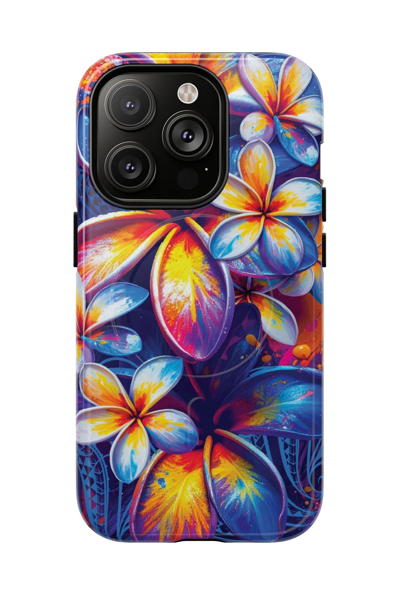 Sunset Ink MagSafe iPhone Case iPhone 14 Pro Glossy - Hawaiian Plumeria Street Art Graffiti Tropical Design - The Local Banyan