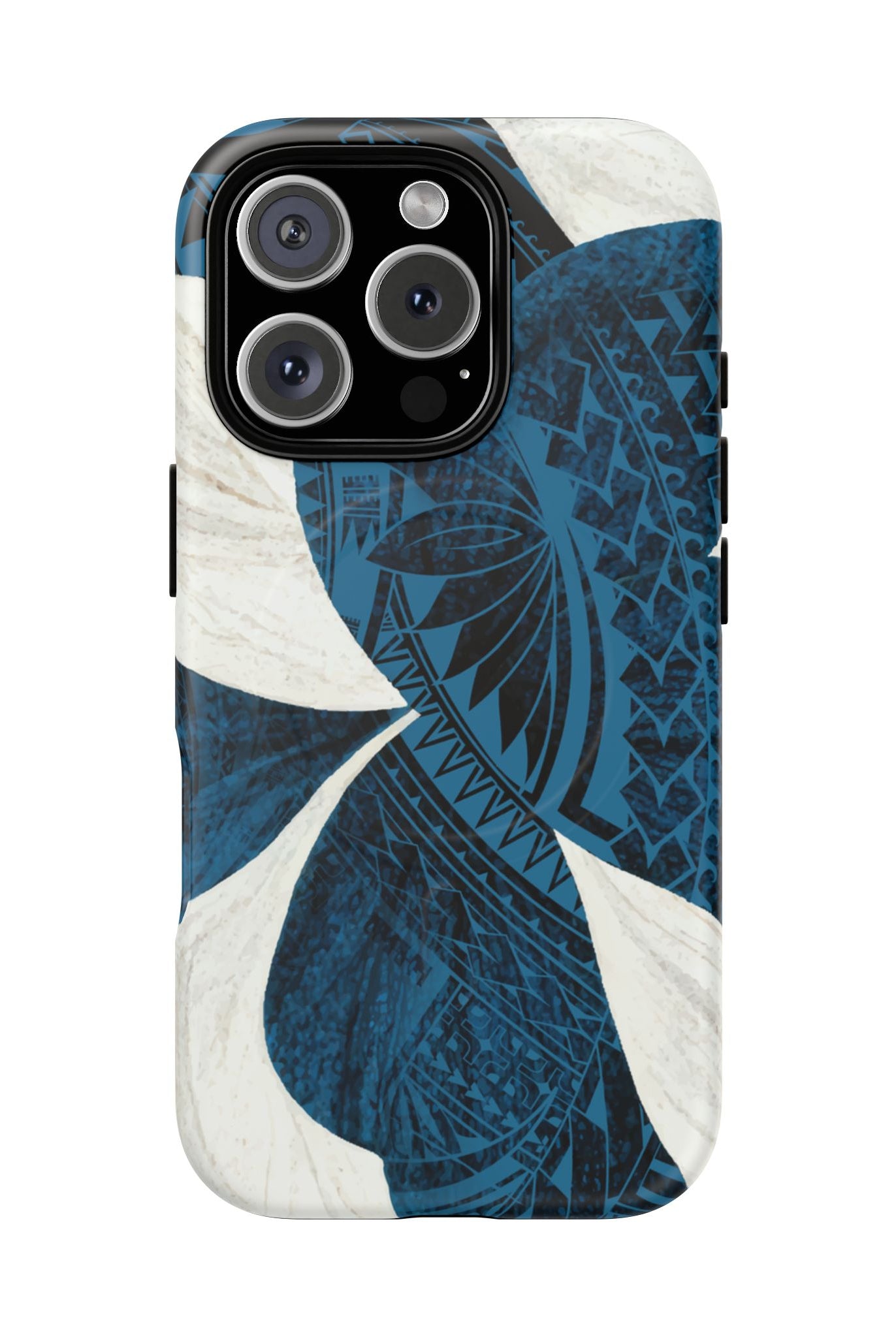 Hana Breeze MagSafe iPhone Case iPhone 16 Pro Matte - Hawaiian Blue Plumeria Polynesian Botanical Design - The Local Banyan