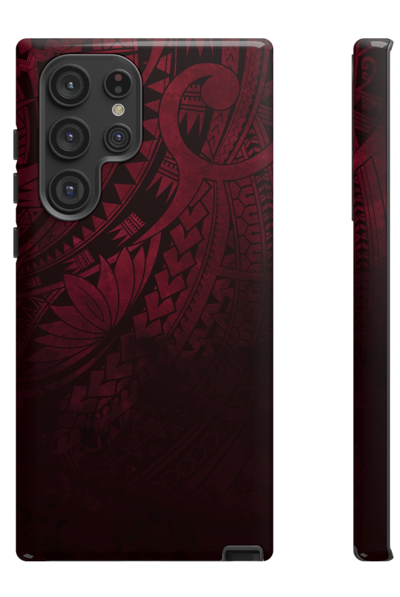Eternal Ember Tough Samsung Galaxy Case Detail View - Hawaiian Red Tribal Polynesian Design Close Up - The Local Banyan