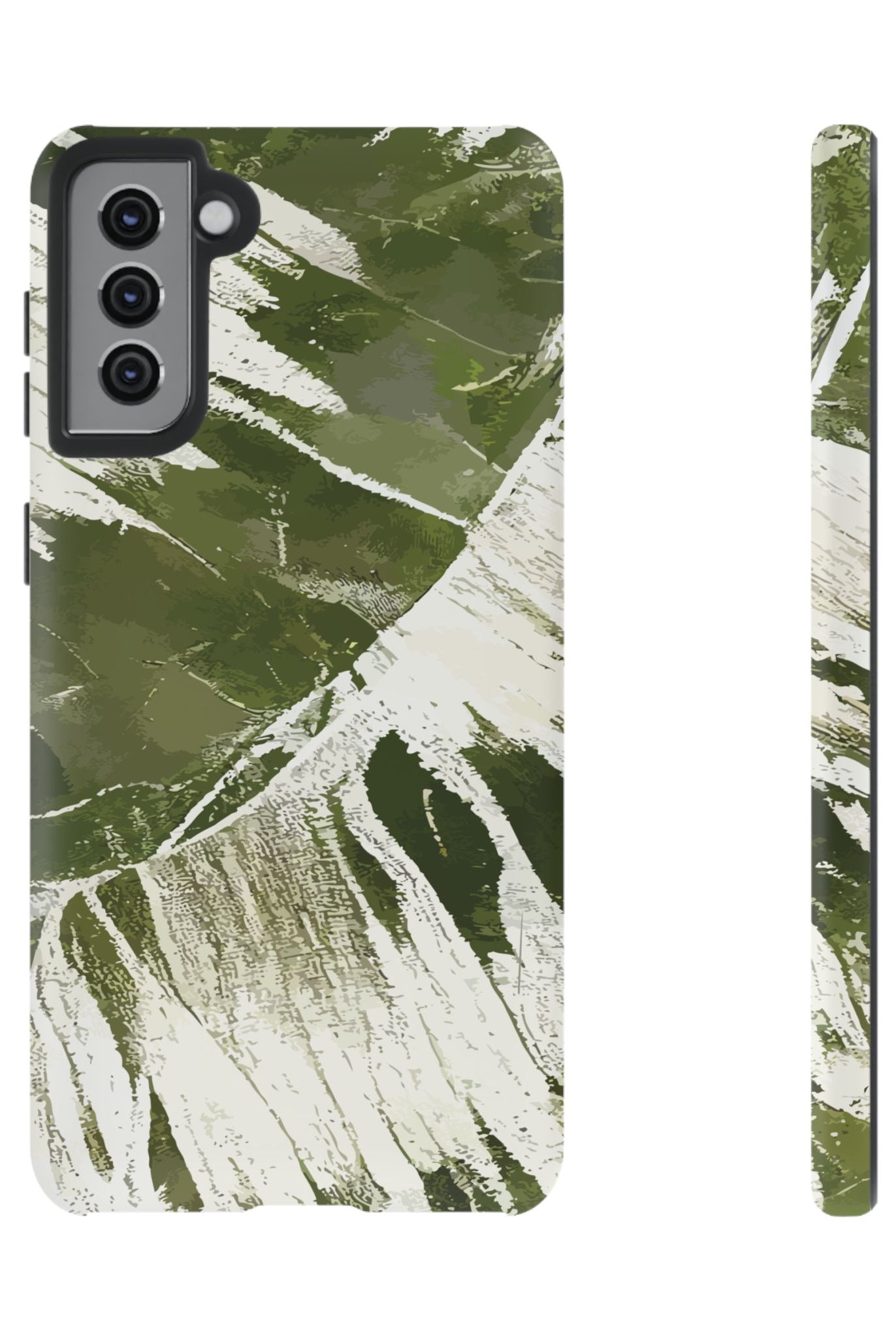 Island Breeze Tough Samsung Galaxy Case Samsung Galaxy S21 Plus Matte - Hawaiian Palm Leaf Olive Green Botanical Design - The Local Banyan