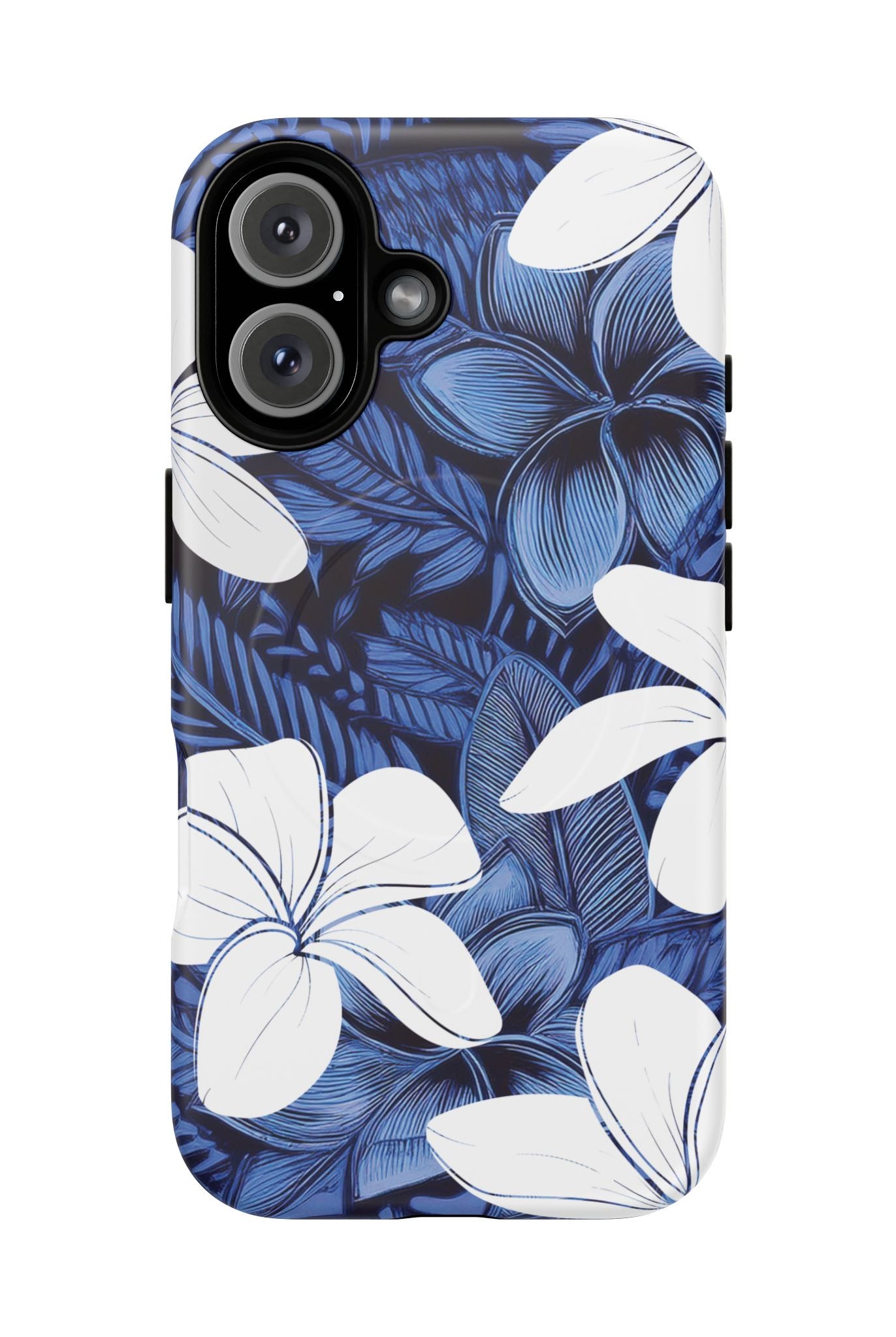 Eternal Blue Plumeria MagSafe iPhone Case iPhone 16 Matte - Hawaiian Blue Plumeria Ocean Floral Design - The Local Banyan