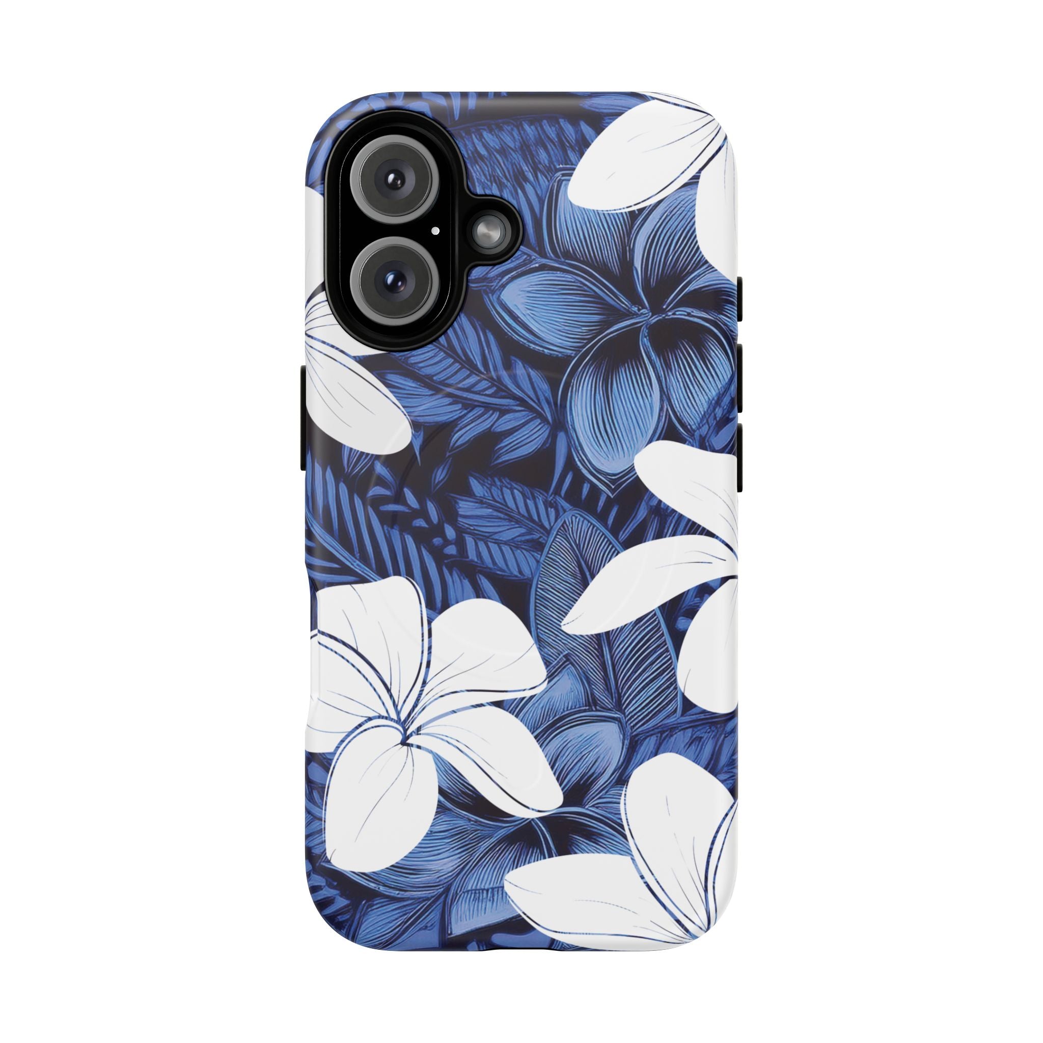 Eternal Blue Plumeria Magnetic Case for iPhone Phone Case The Local Banyan iPhone 16 Matte