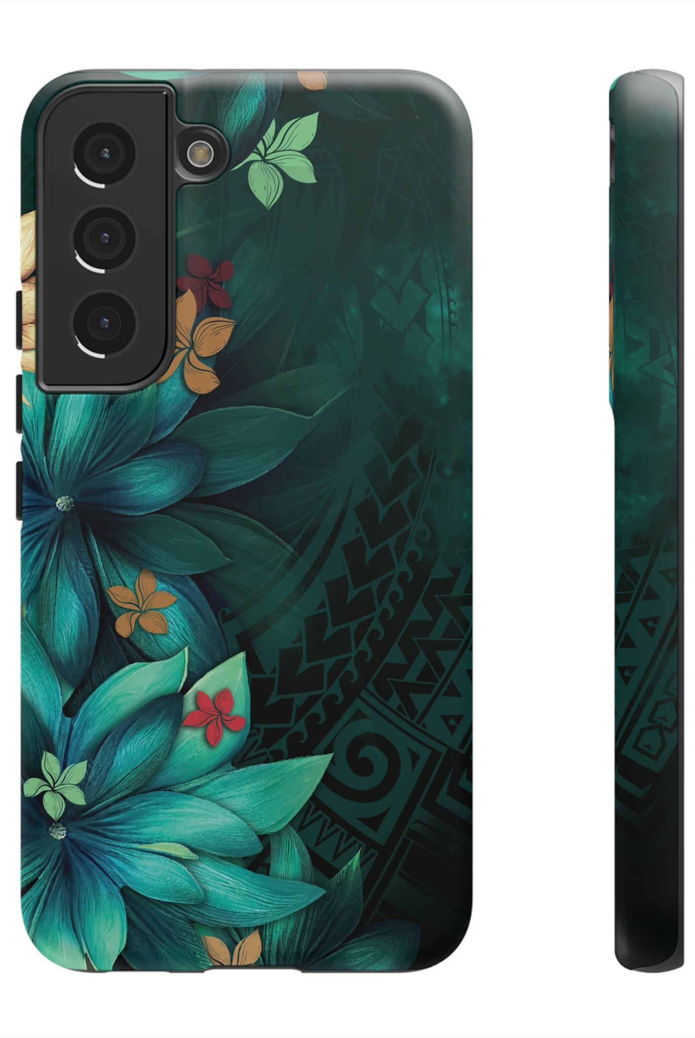 Aloha Whispers Tough Samsung Galaxy Case Samsung Galaxy S22 Matte - Hawaiian Abstract Green Floral Polynesian Design - The Local Banyan
