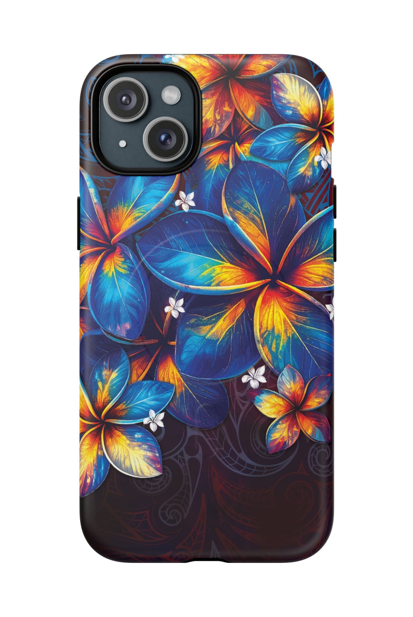 Nohea Twilight MagSafe iPhone Case iPhone 15 Plus Matte - Hawaiian Blue Orange Plumeria Twilight Design - The Local Banyan