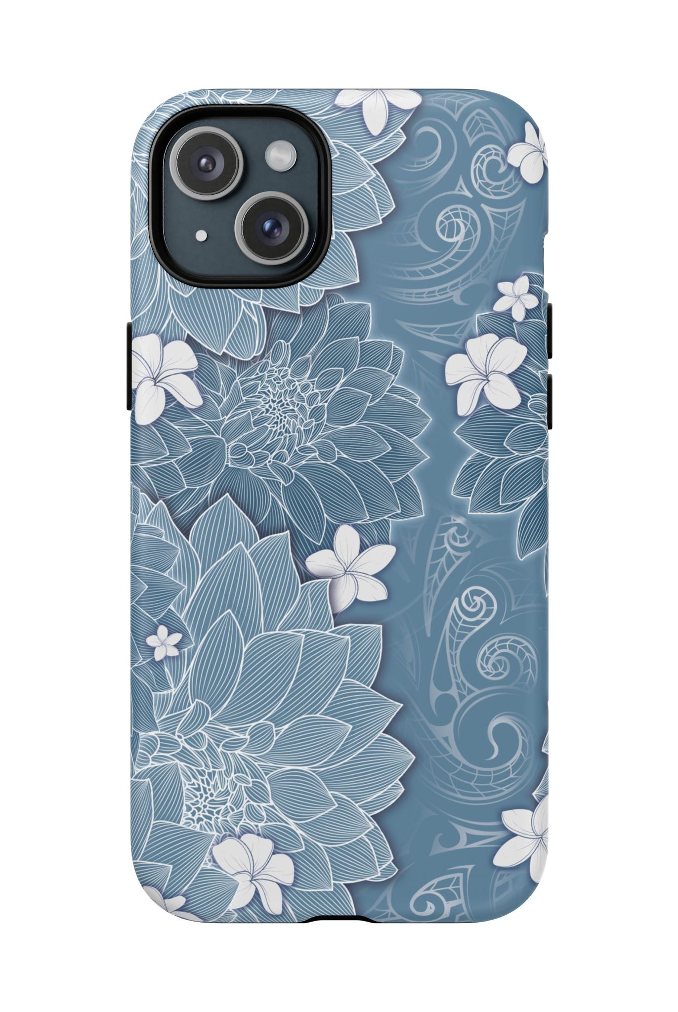 Pua La MagSafe iPhone Case iPhone 15 Plus Matte - Hawaiian Golden Hibiscus Sun Flower Sapphire Design - The Local Banyan