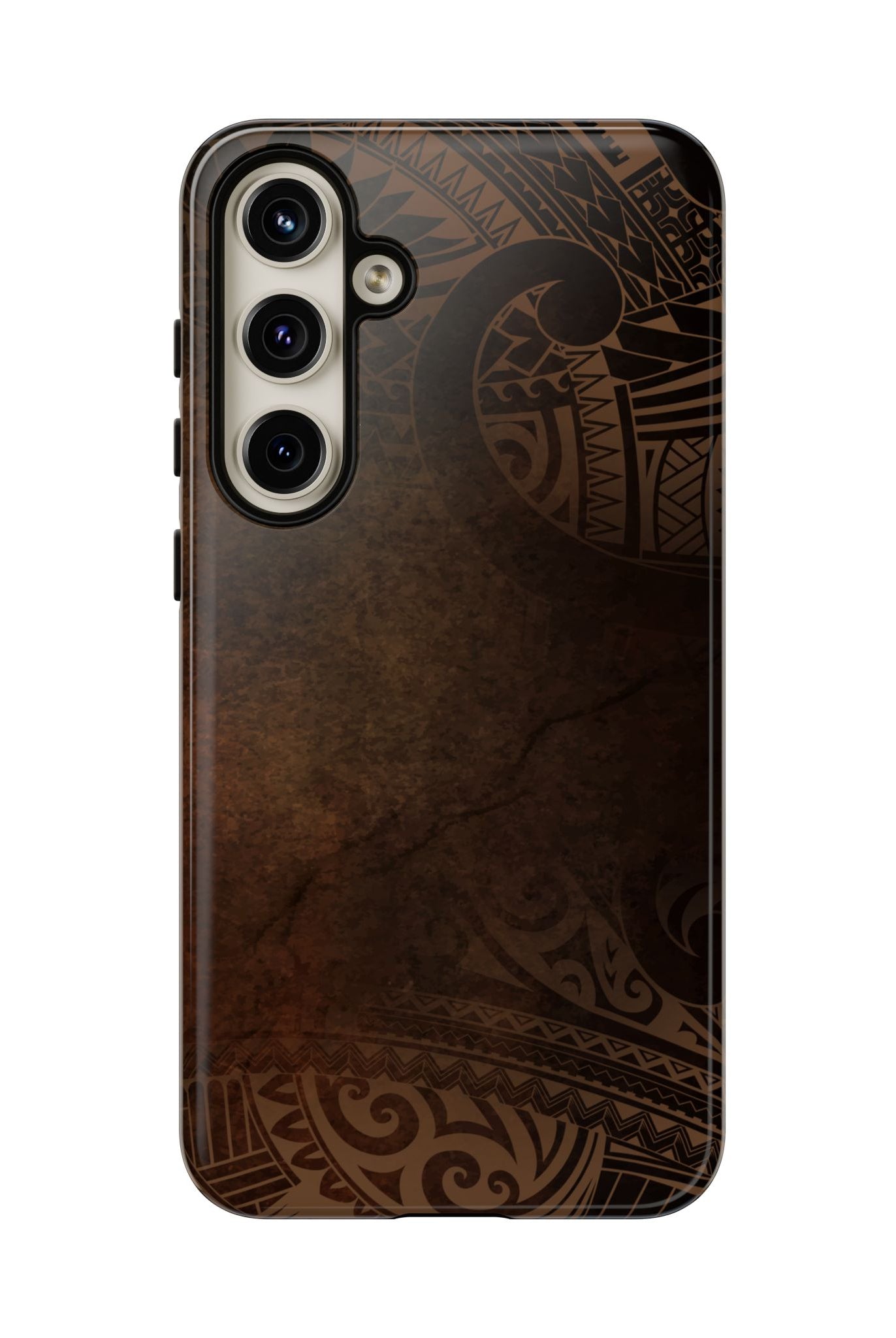 Woman holding Aloha Aina Tough Samsung Galaxy Case - Hawaiian Earth Tone Polynesian Tribal Design - The Local Banyan